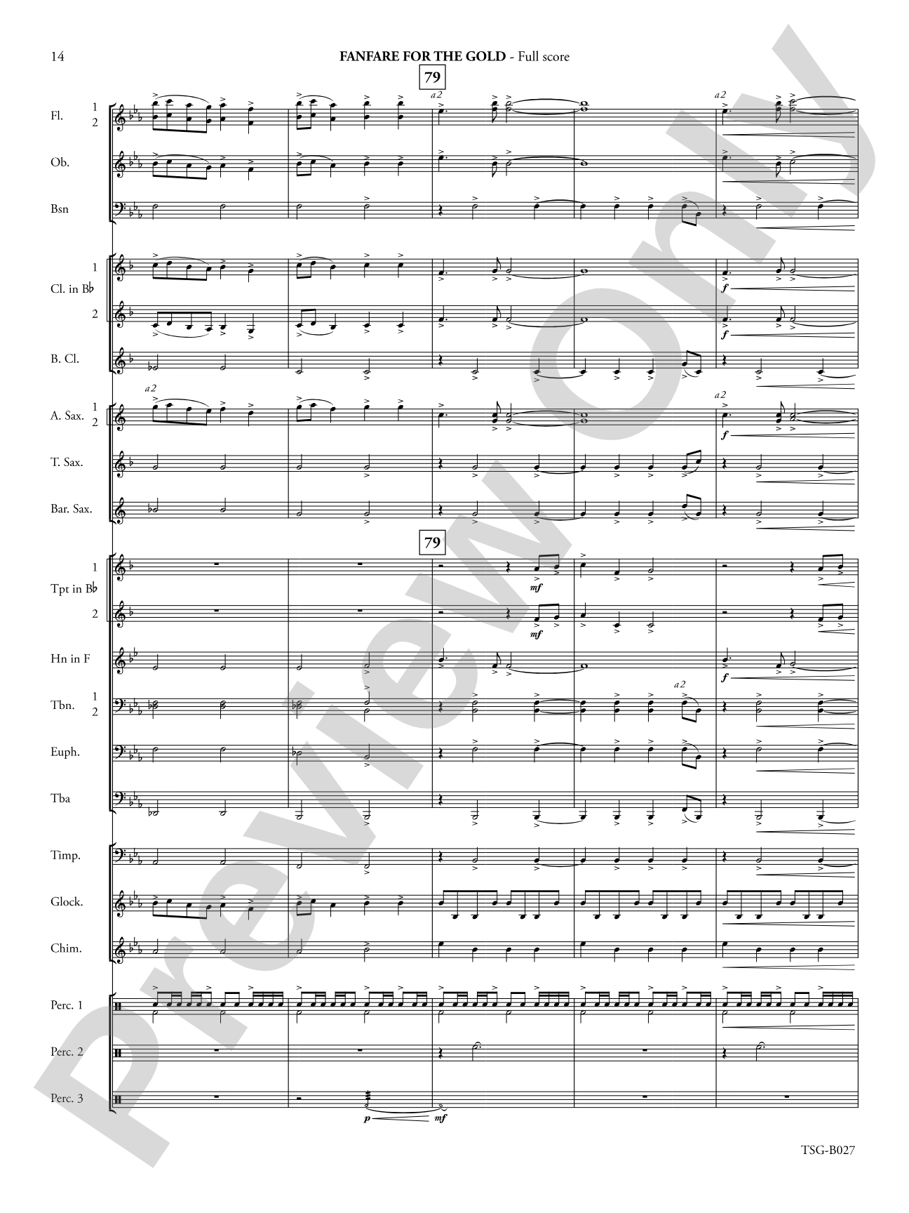 Fanfare for the Gold: Concert Band Conductor Score & Parts