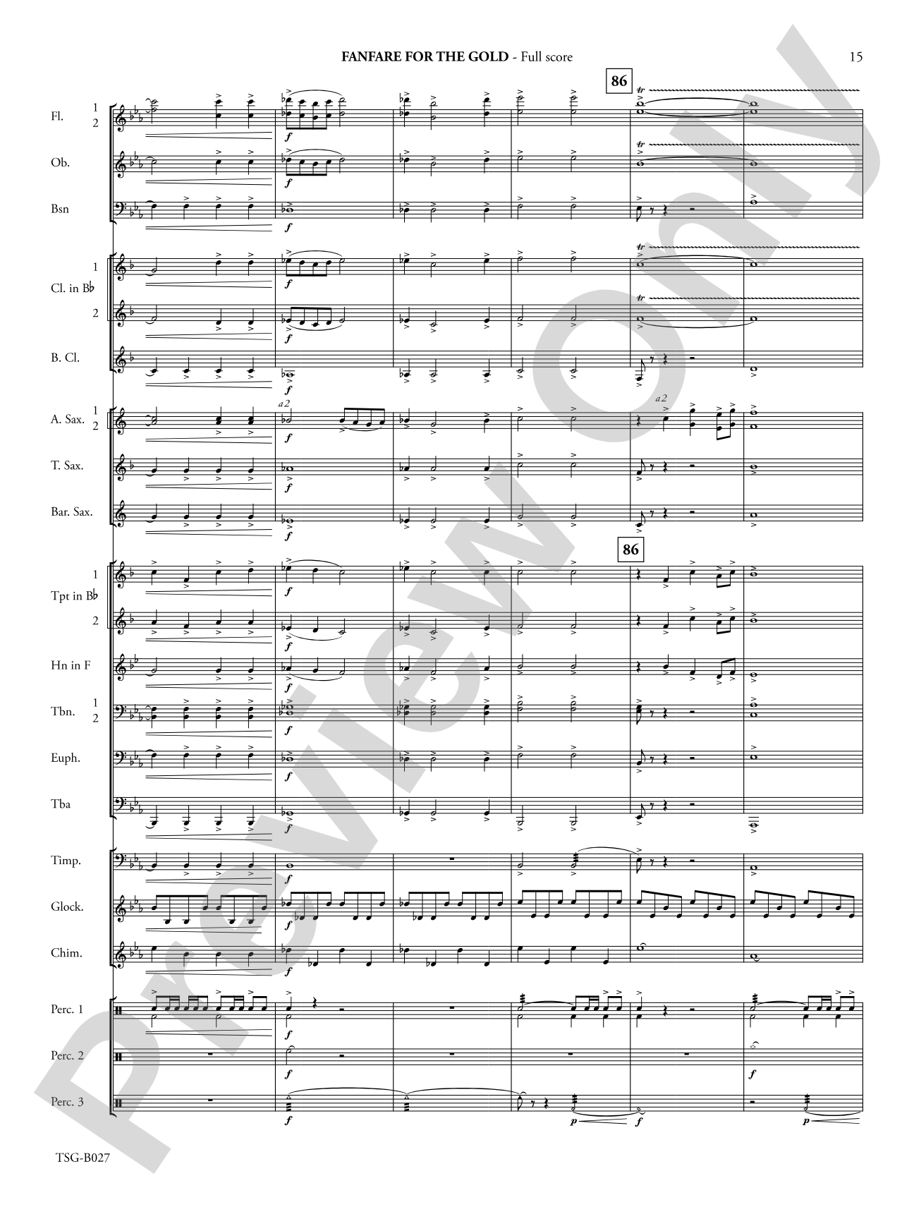 Fanfare for the Gold: Concert Band Conductor Score & Parts