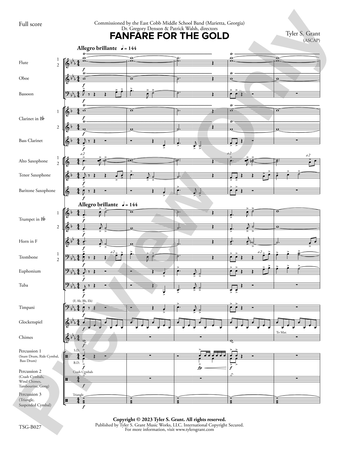 Fanfare for the Gold: Concert Band Conductor Score & Parts
