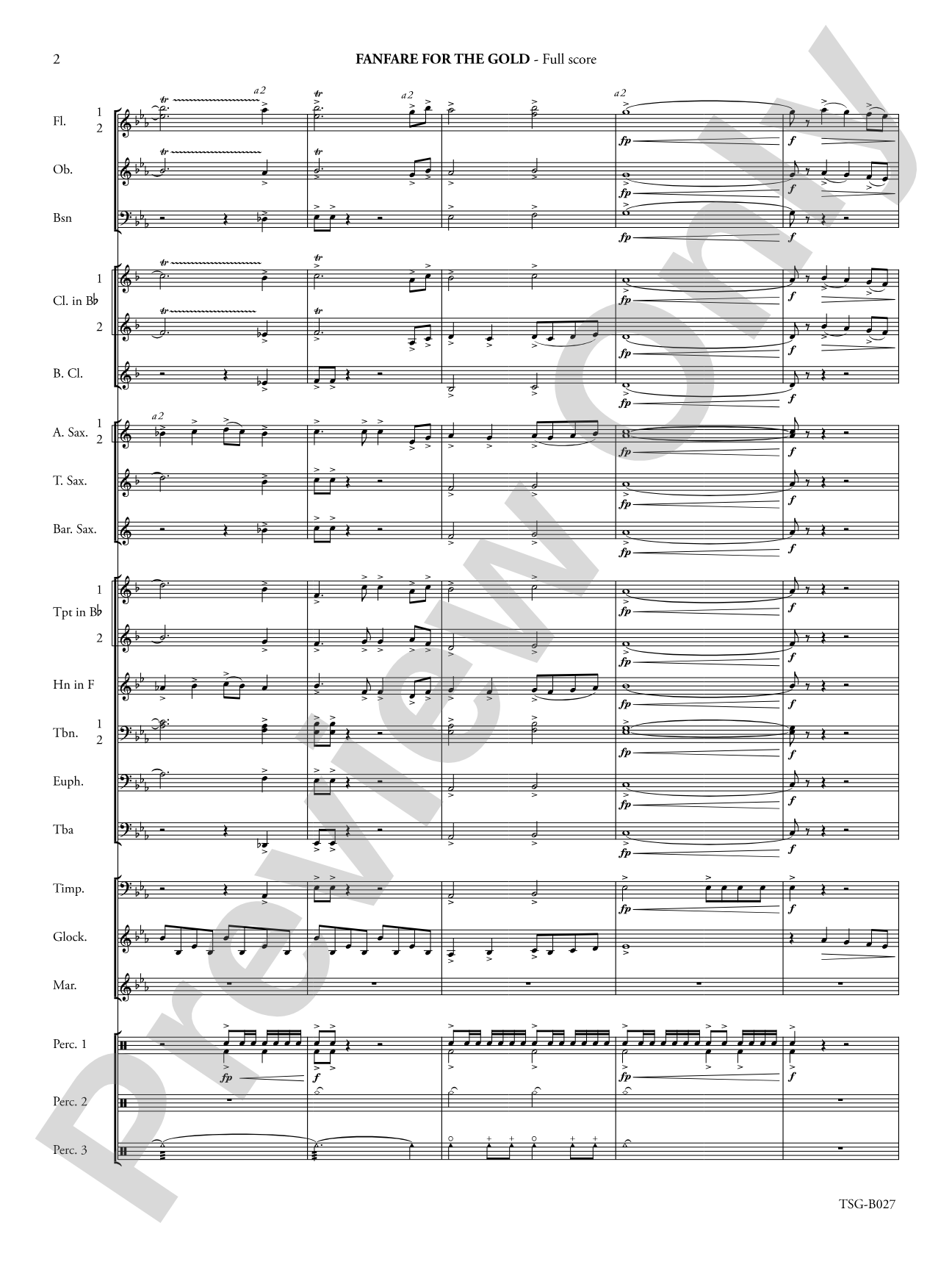 Fanfare for the Gold: Concert Band Conductor Score & Parts