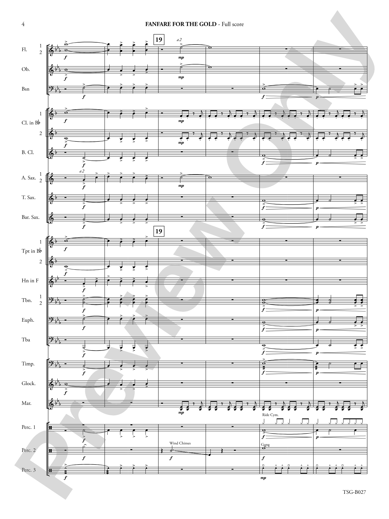 Fanfare for the Gold: Concert Band Conductor Score & Parts