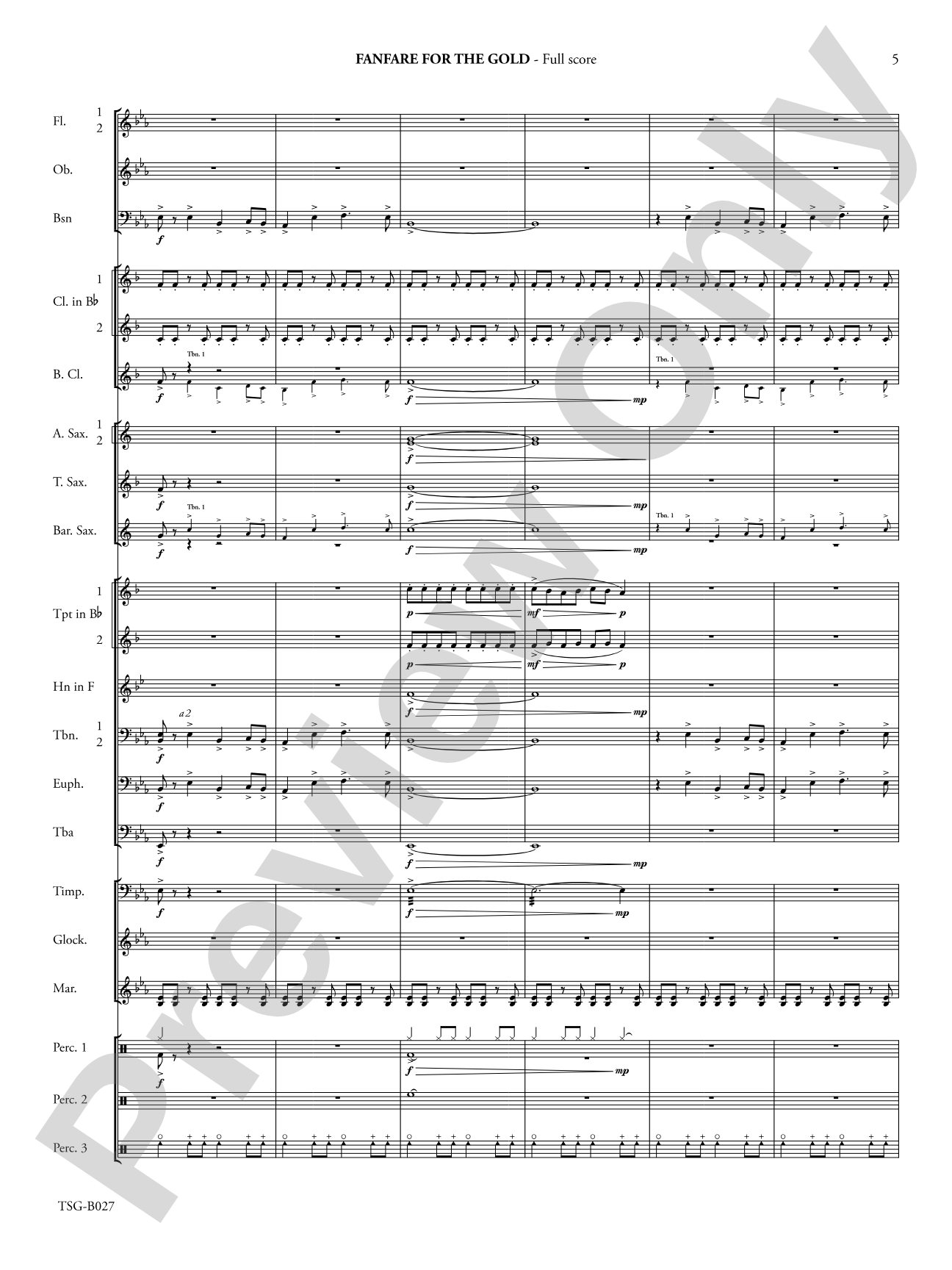 Fanfare for the Gold: Concert Band Conductor Score & Parts
