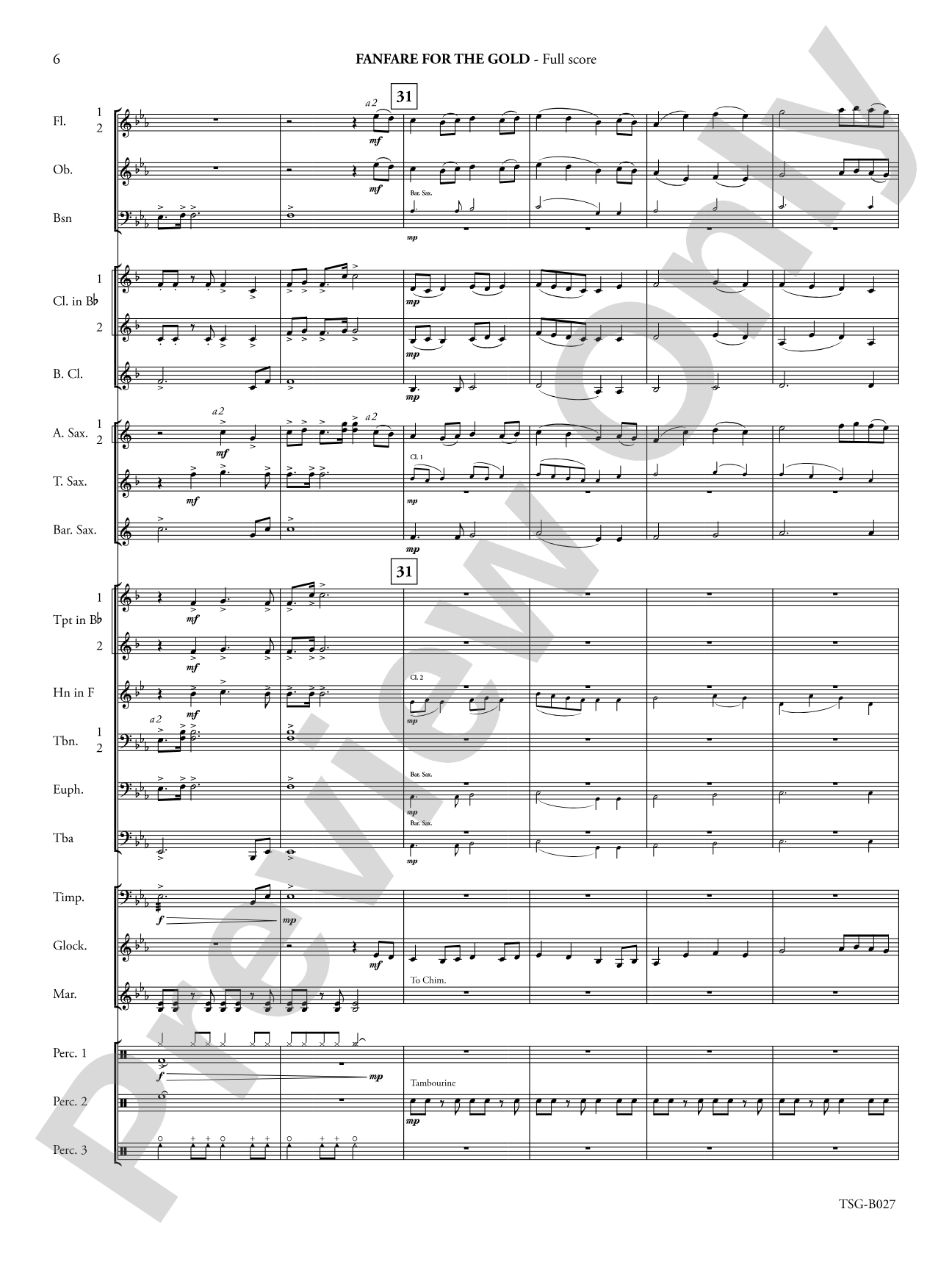 Fanfare for the Gold: Concert Band Conductor Score & Parts