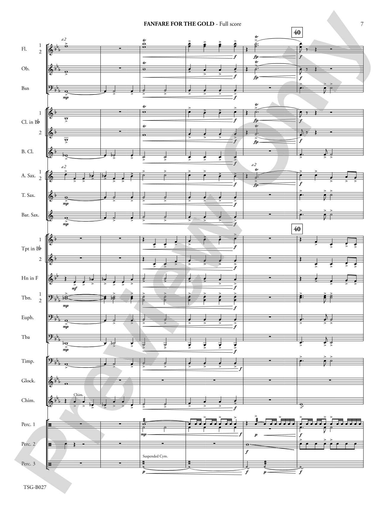 Fanfare for the Gold: Concert Band Conductor Score & Parts