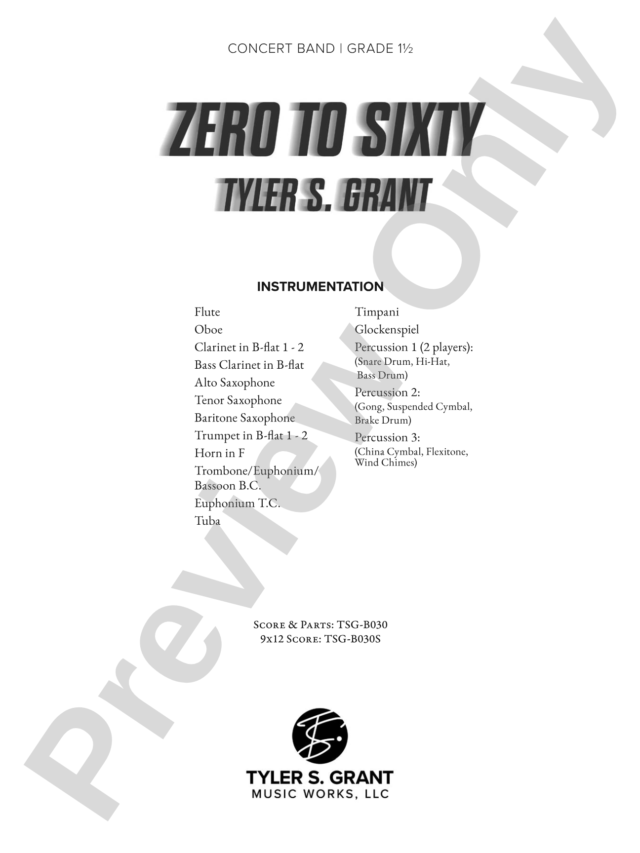 Zero to Sixty: Concert Band Conductor Score & Parts