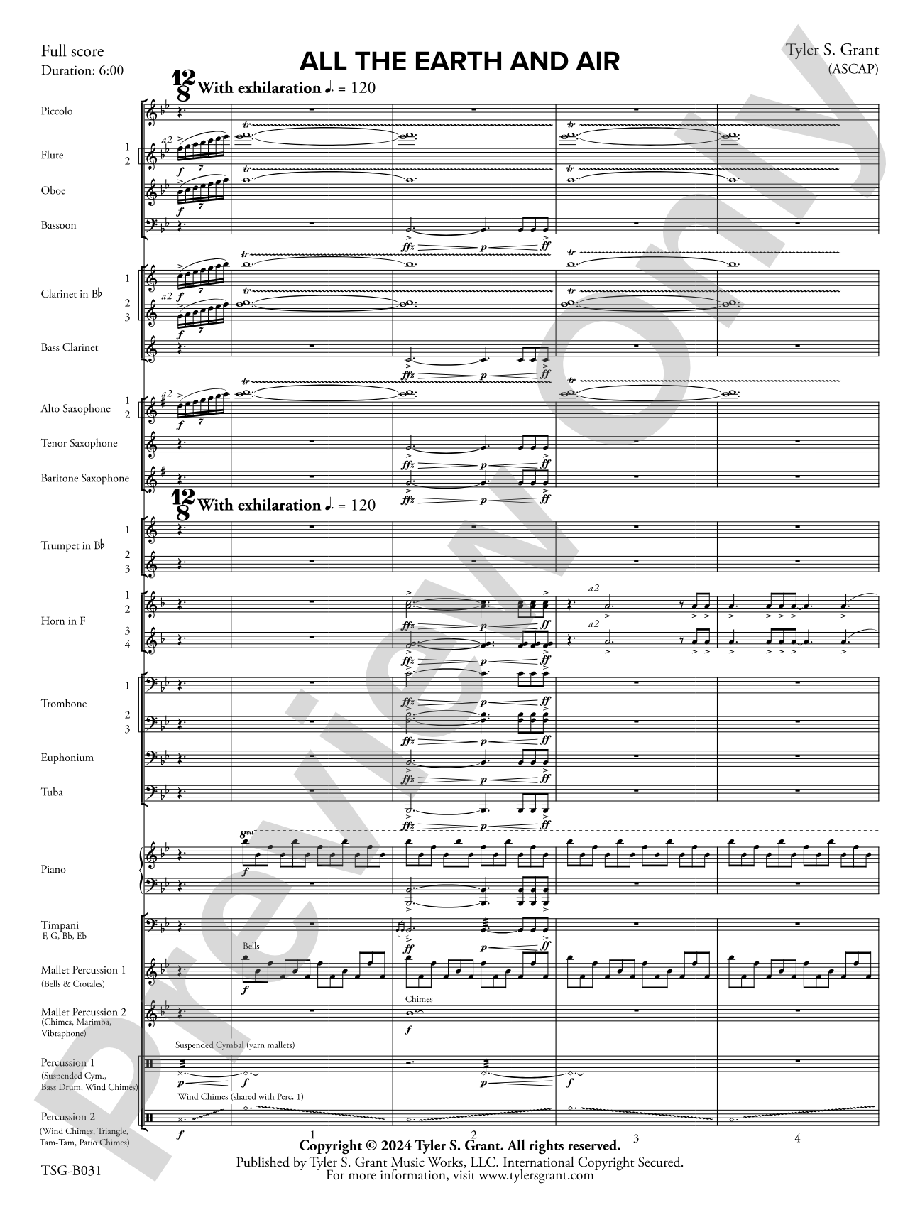 All the Earth and Air: Concert Band Conductor Score & Parts