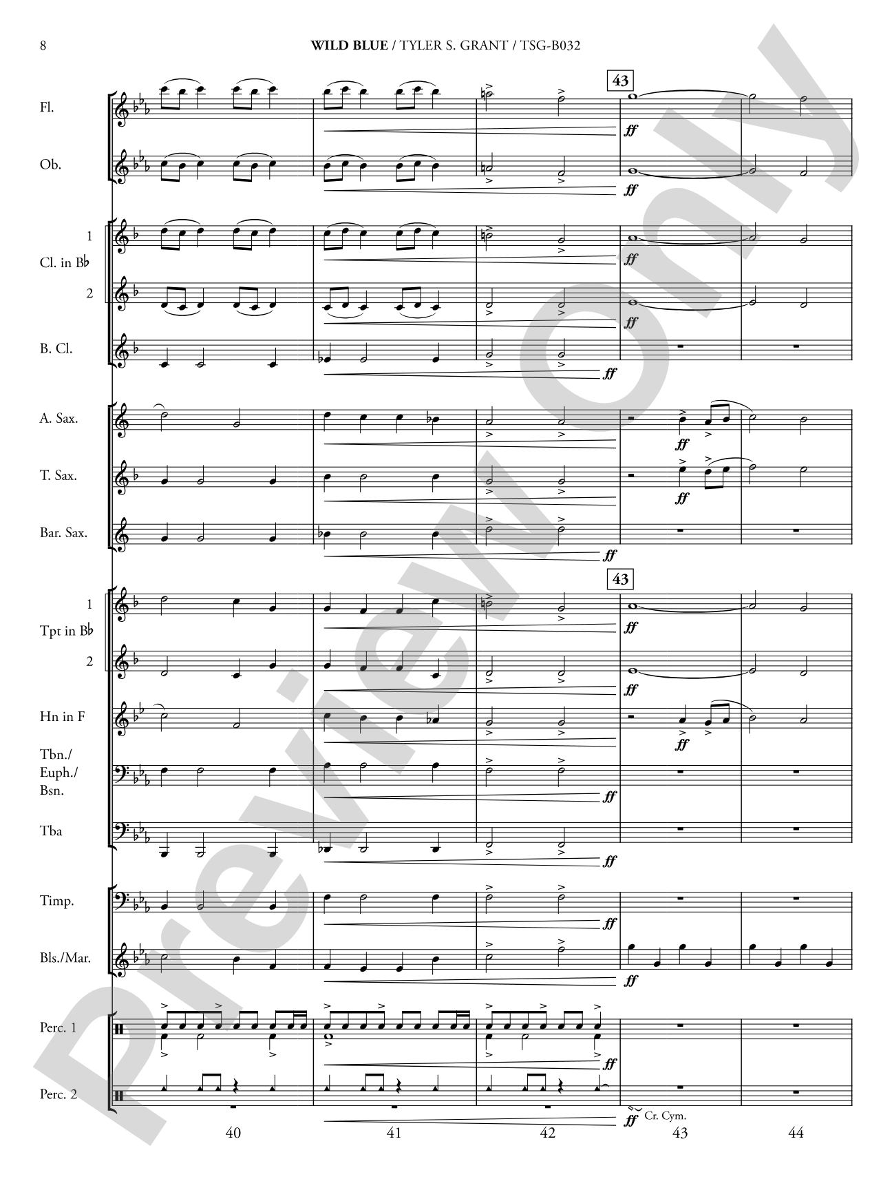 Wild Blue: Concert Band Conductor Score & Parts