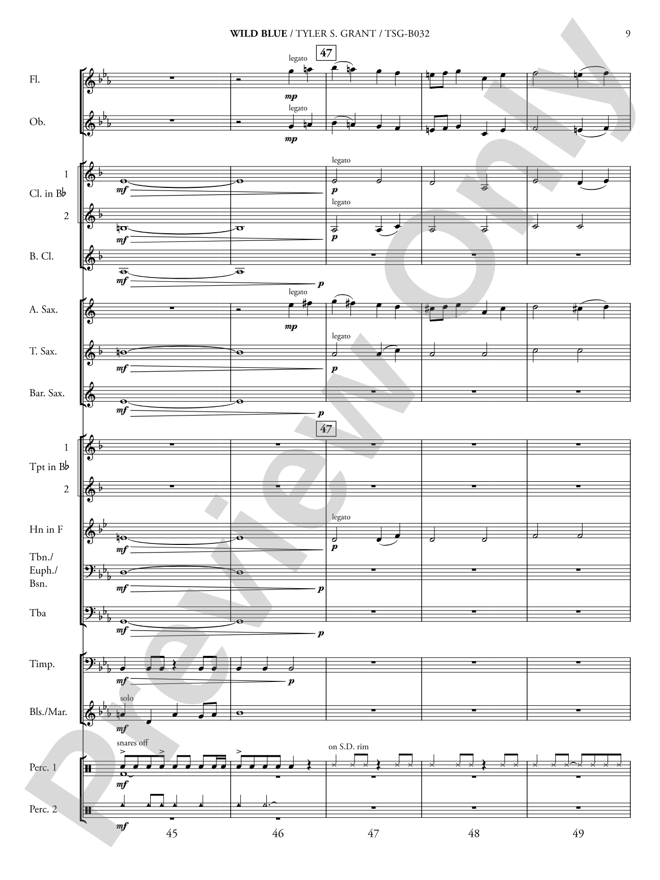 Wild Blue: Concert Band Conductor Score & Parts