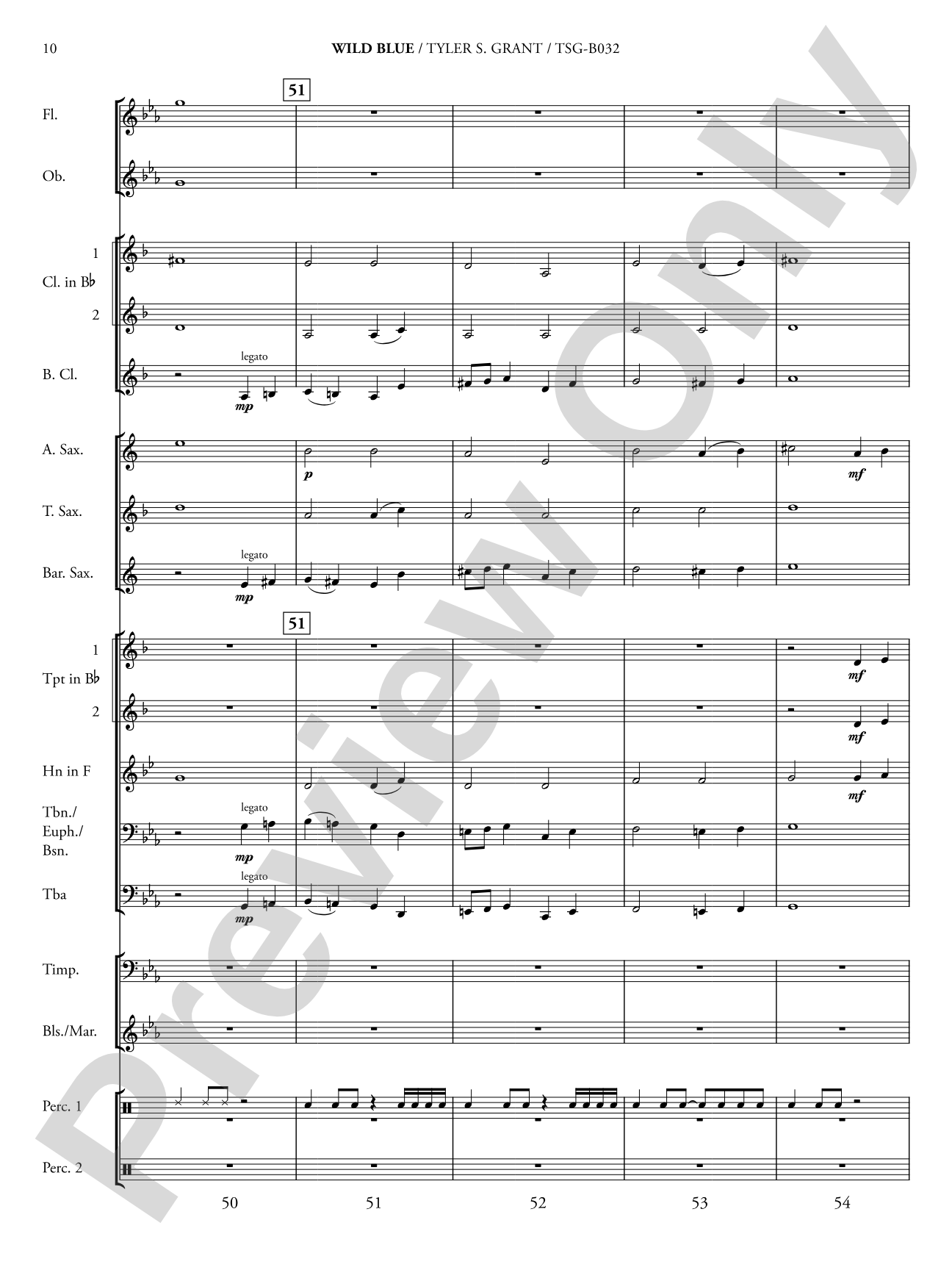 Wild Blue: Concert Band Conductor Score & Parts
