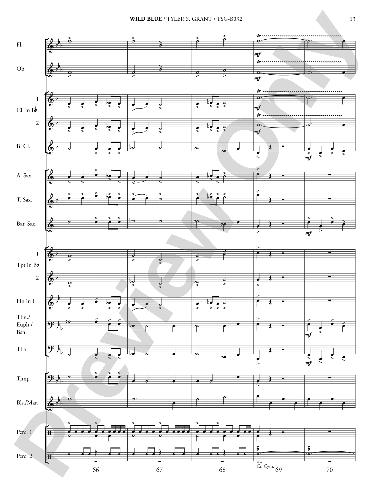 Wild Blue: Concert Band Conductor Score & Parts