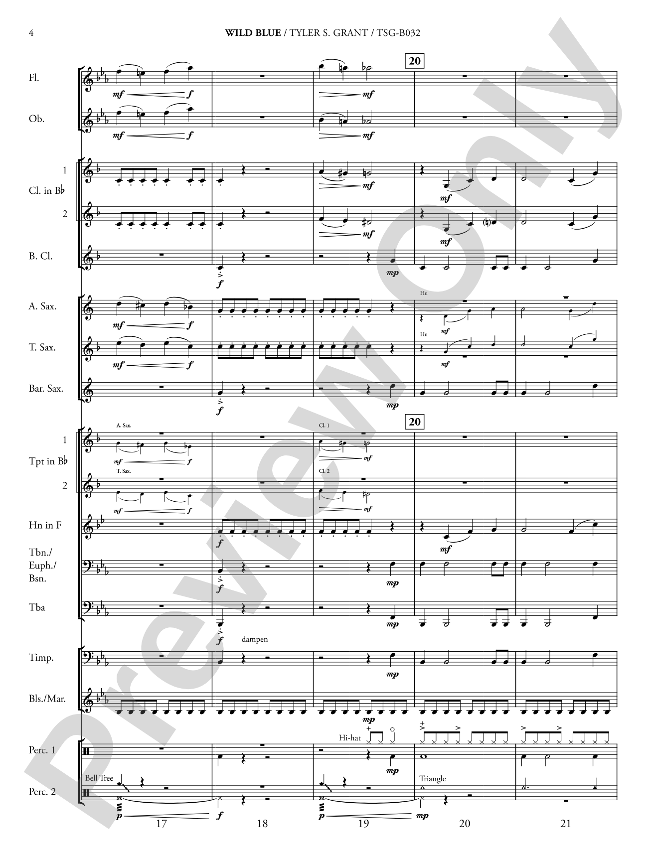 Wild Blue: Concert Band Conductor Score & Parts