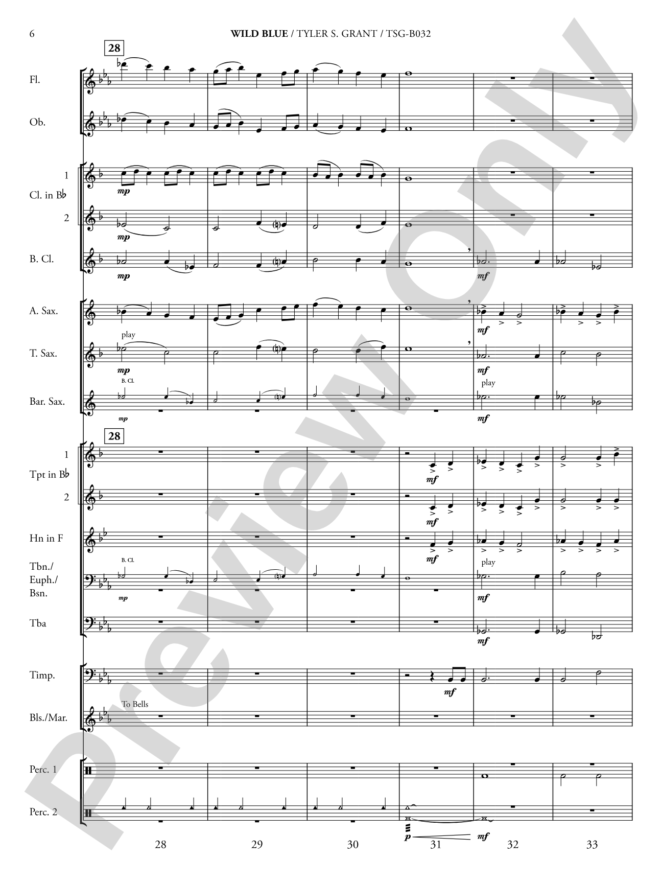 Wild Blue: Concert Band Conductor Score & Parts