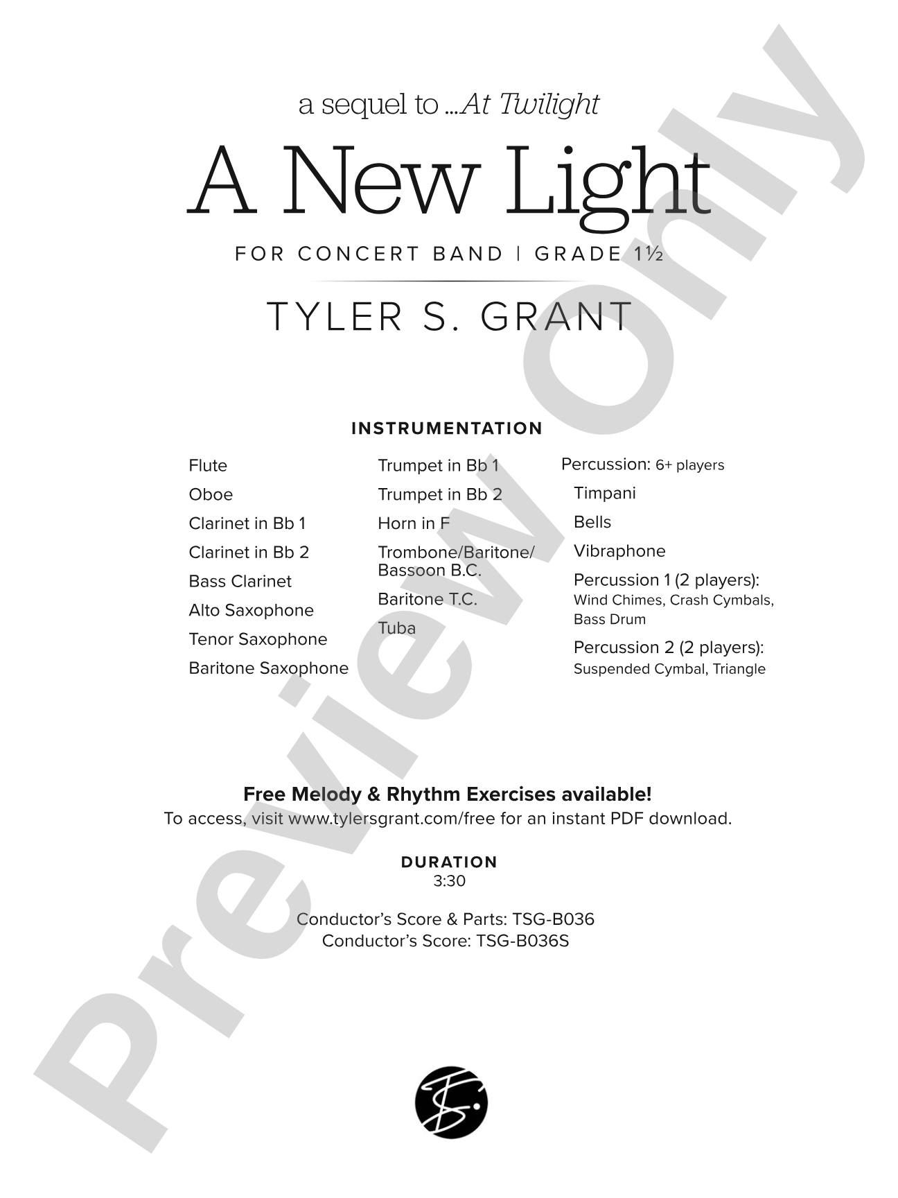 A New Light: Concert Band Conductor Score & Parts