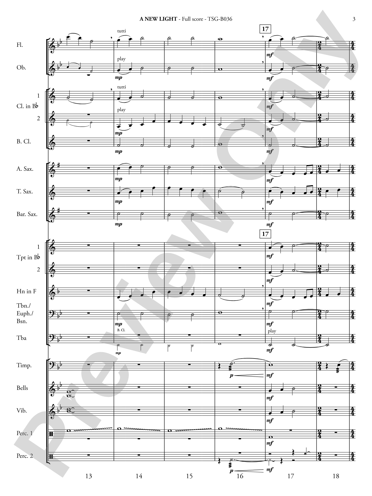 A New Light: Concert Band Conductor Score & Parts
