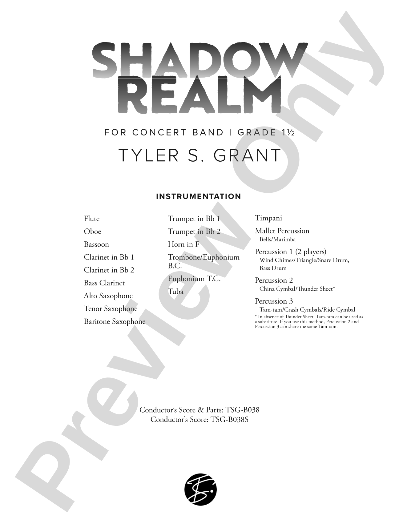 Shadow Realm: Concert Band Conductor Score & Parts
