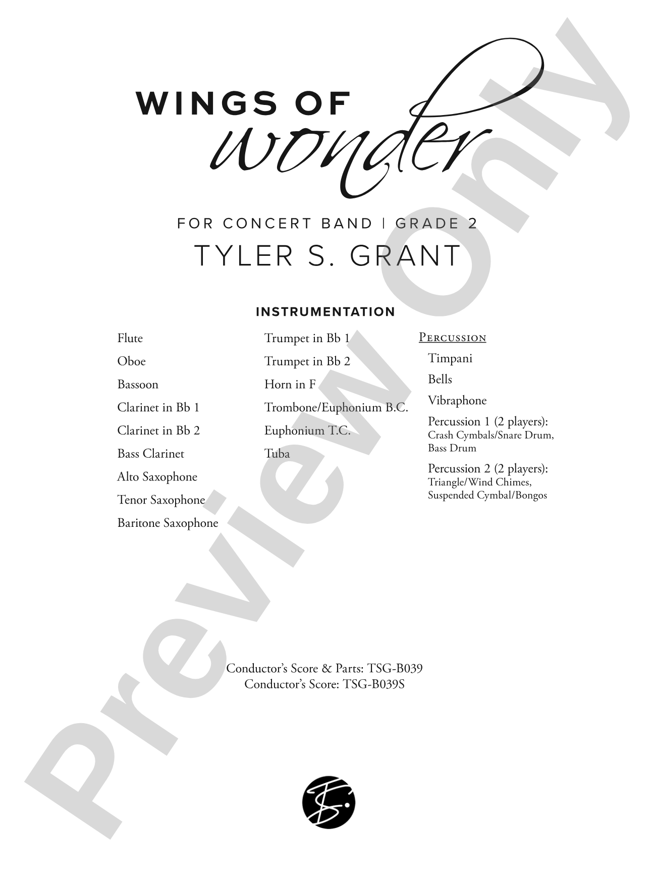 Wings of Wonder: Concert Band Conductor Score & Parts