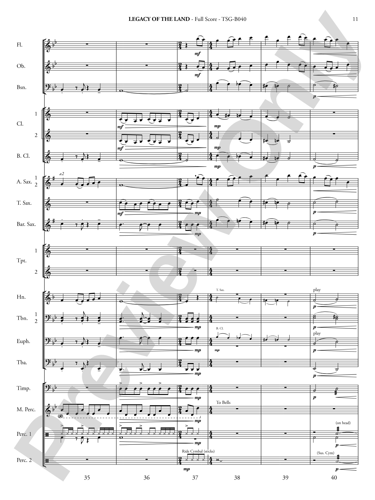 Legacy of the Land (Based on "The Promised Land"): Concert Band Conductor Score & Parts