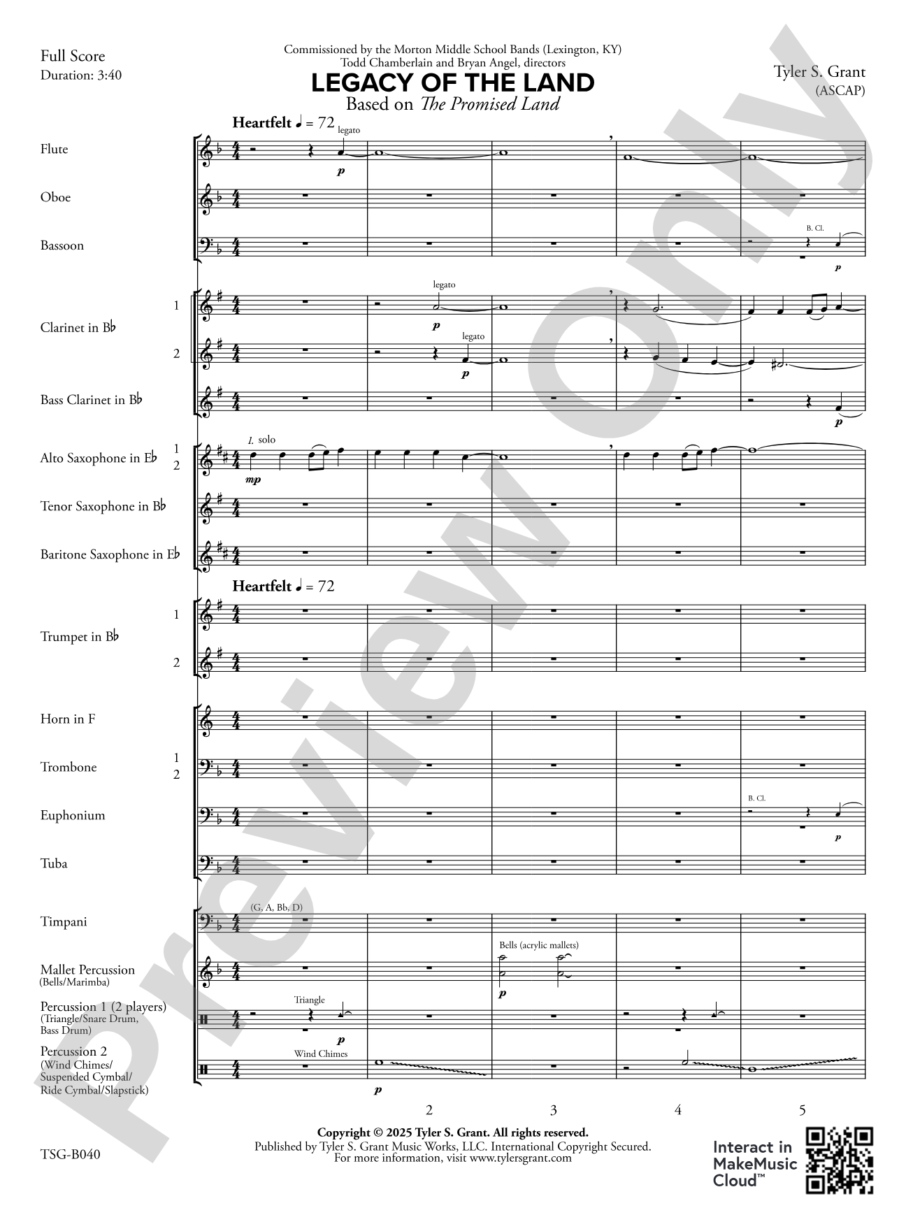 Legacy of the Land (Based on "The Promised Land"): Concert Band Conductor Score & Parts