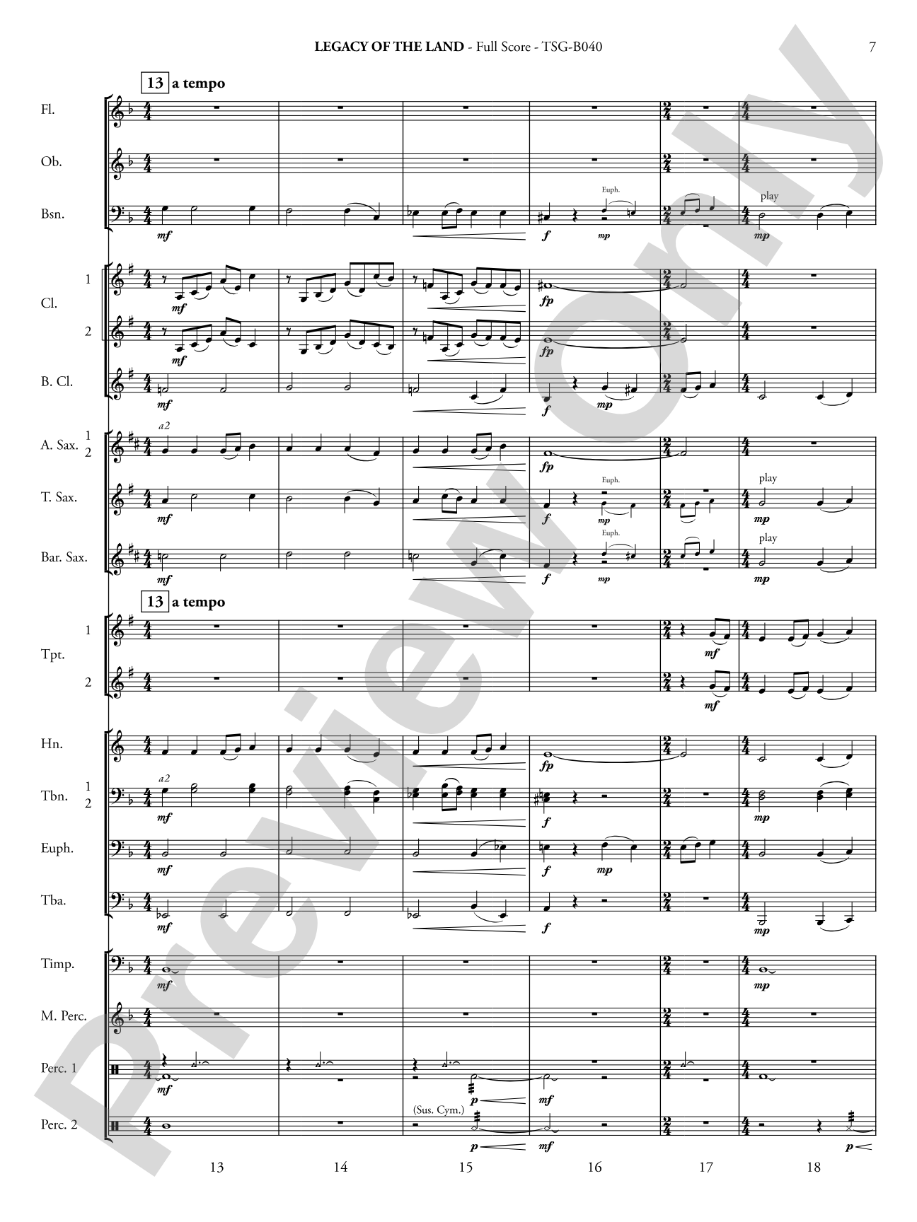 Legacy of the Land (Based on "The Promised Land"): Concert Band Conductor Score & Parts