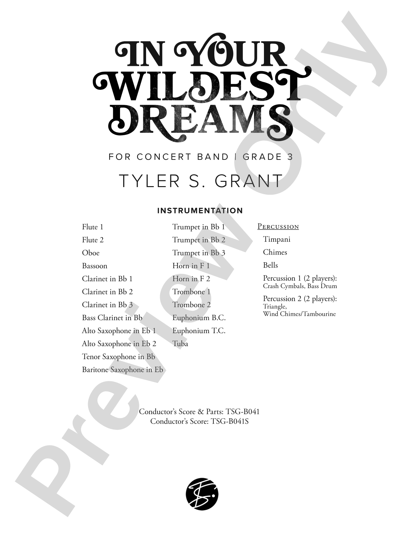 In Your Wildest Dreams: Concert Band Conductor Score & Parts
