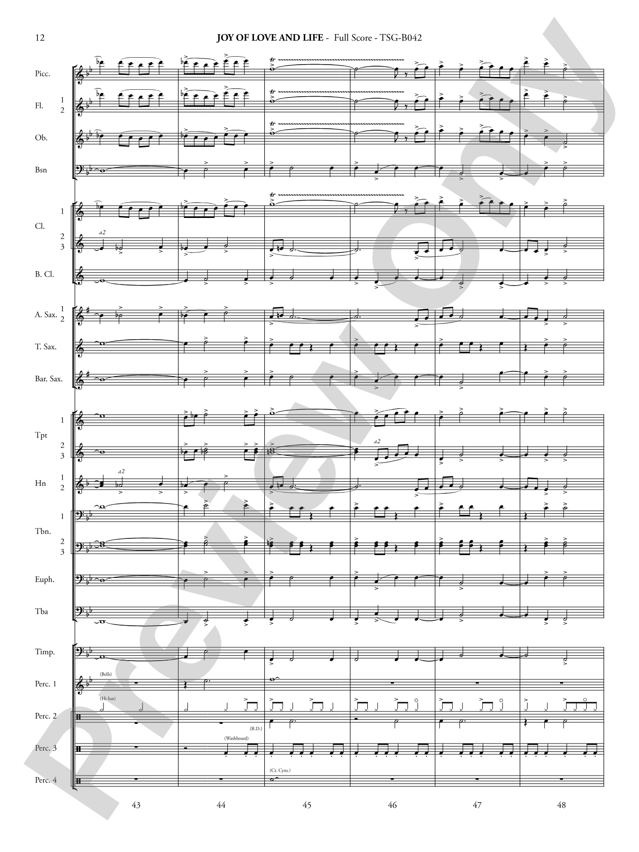 Joy of Love and Life: Concert Band Conductor Score & Parts