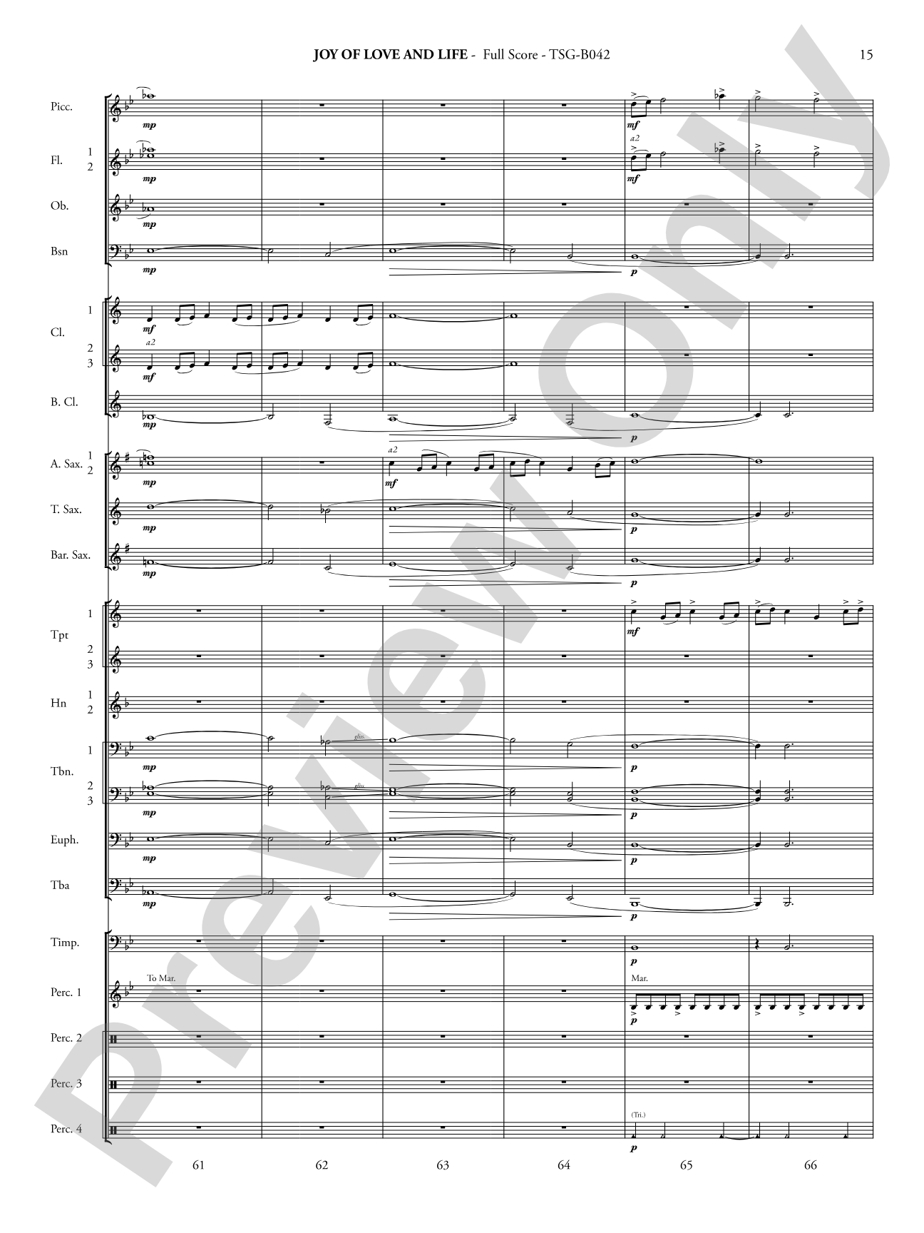 Joy of Love and Life: Concert Band Conductor Score & Parts