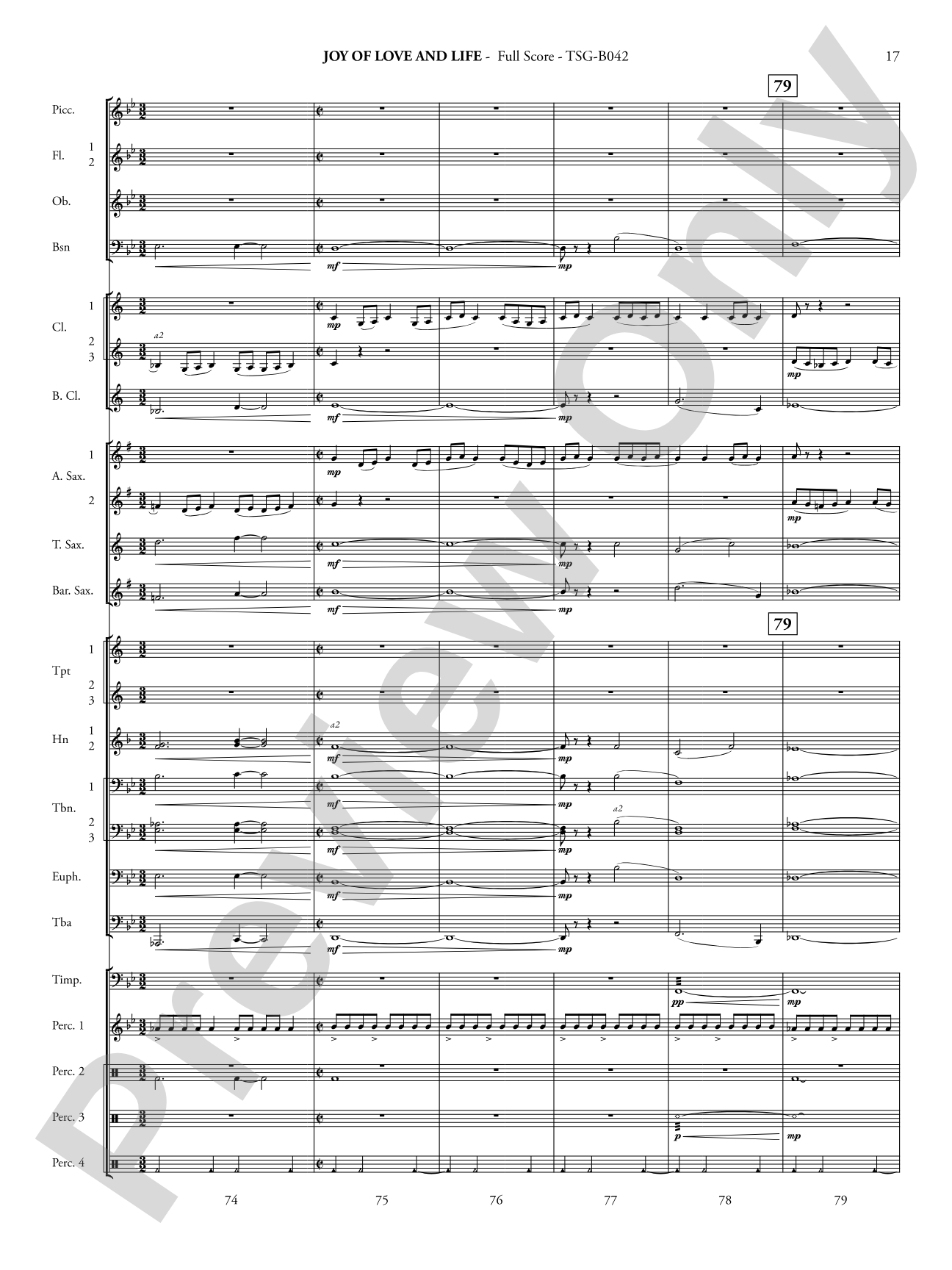 Joy of Love and Life: Concert Band Conductor Score & Parts