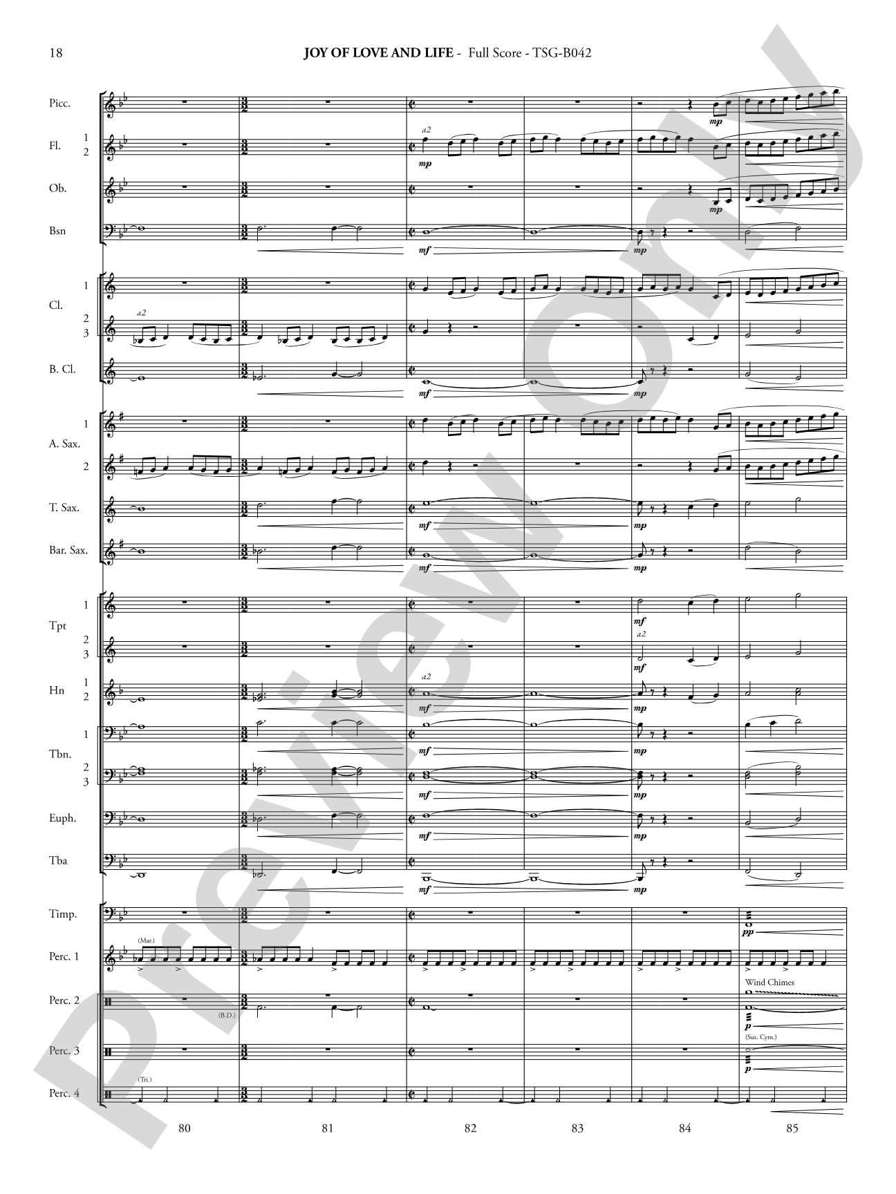 Joy of Love and Life: Concert Band Conductor Score & Parts