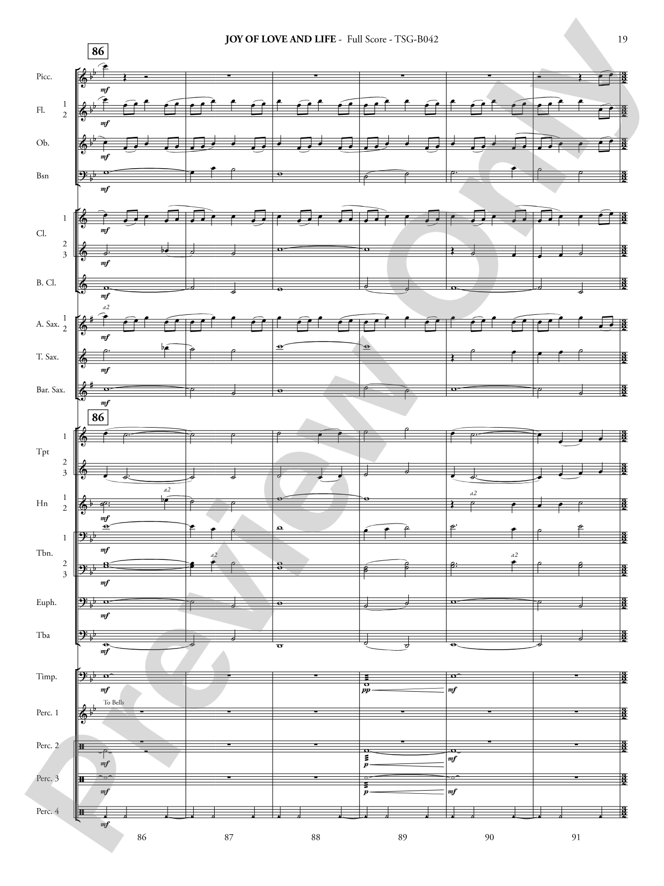 Joy of Love and Life: Concert Band Conductor Score & Parts