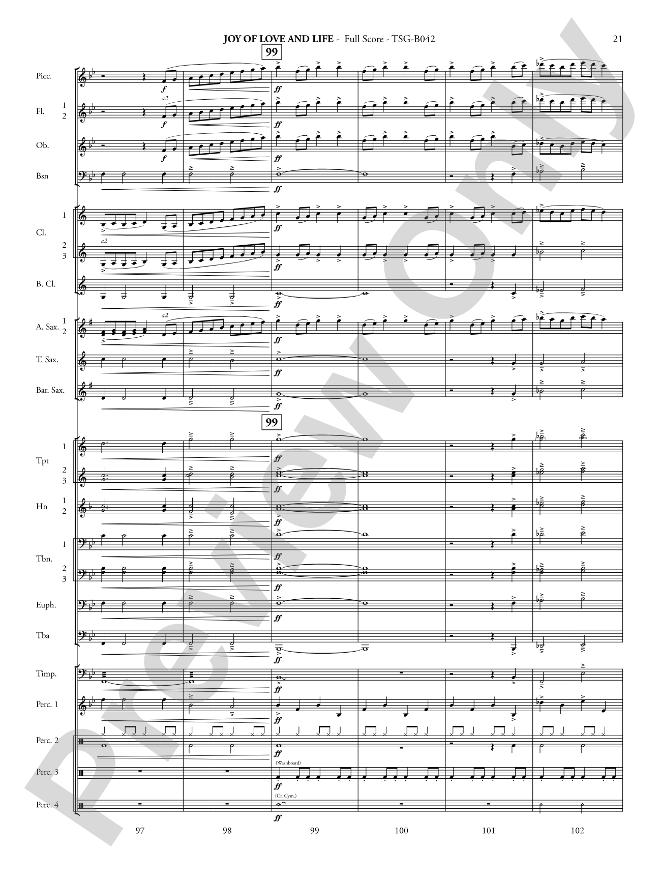 Joy of Love and Life: Concert Band Conductor Score & Parts