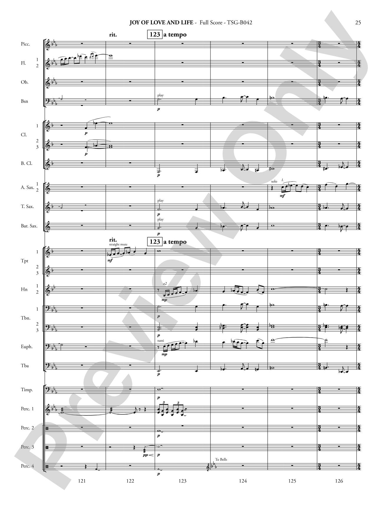 Joy of Love and Life: Concert Band Conductor Score & Parts