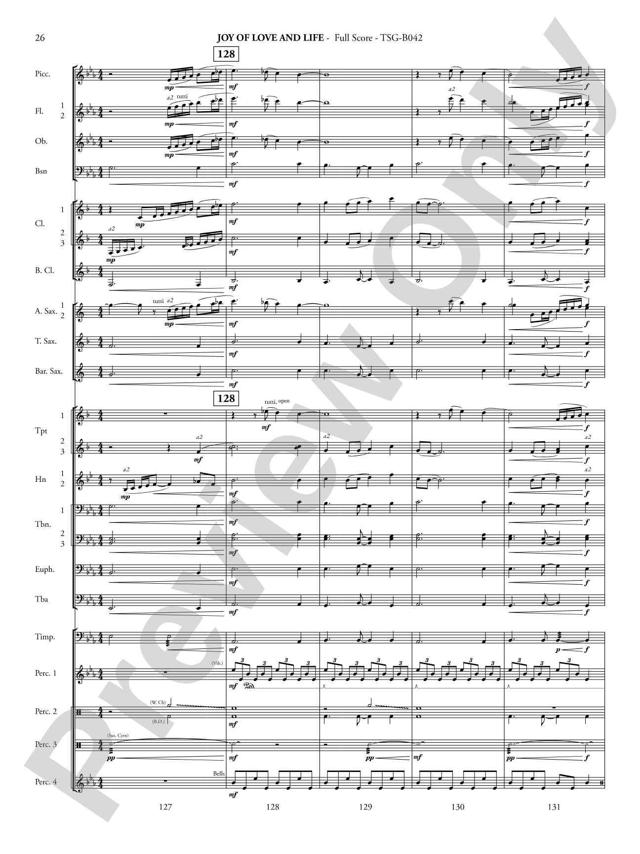 Joy of Love and Life: Concert Band Conductor Score & Parts