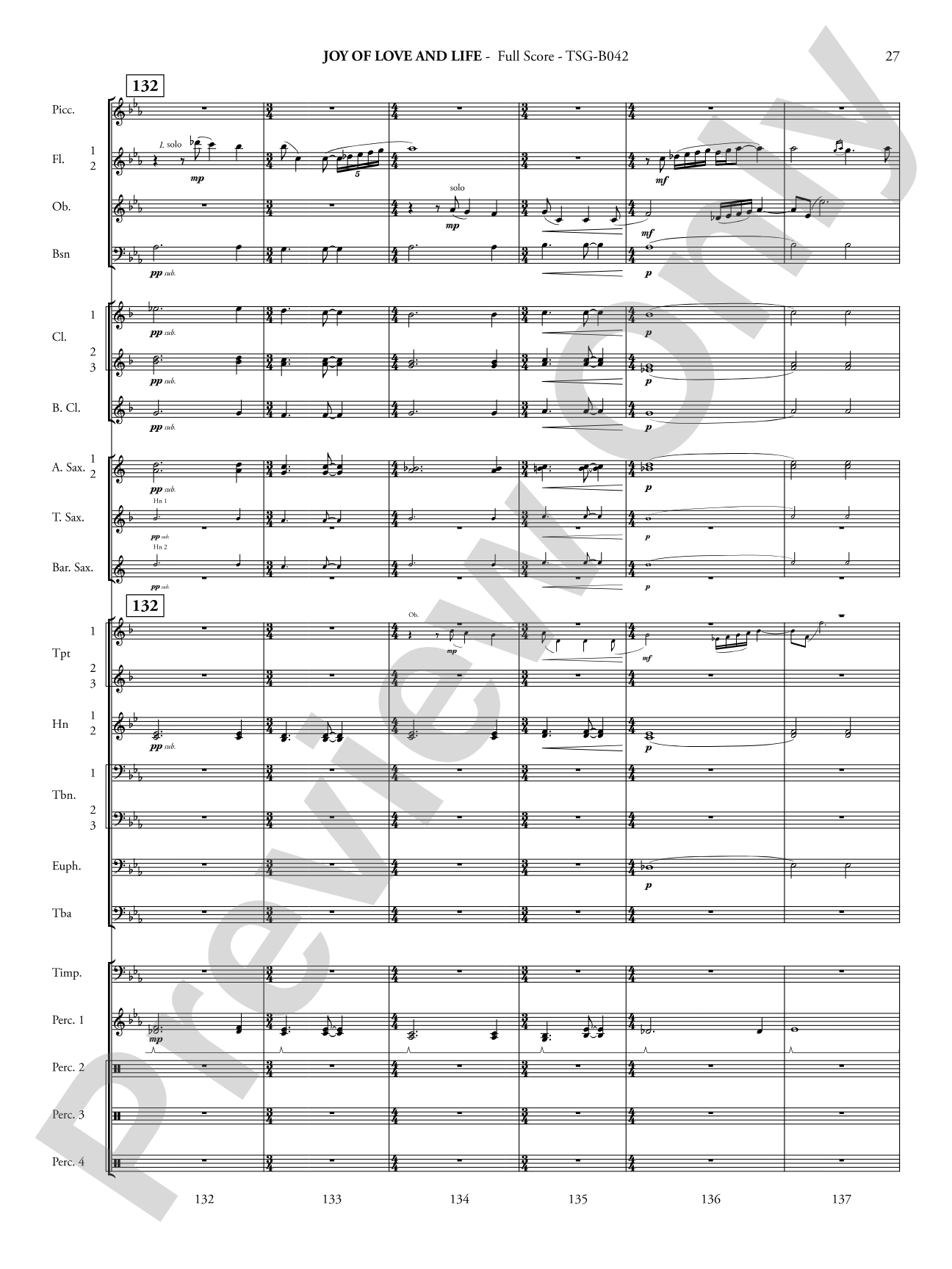 Joy of Love and Life: Concert Band Conductor Score & Parts
