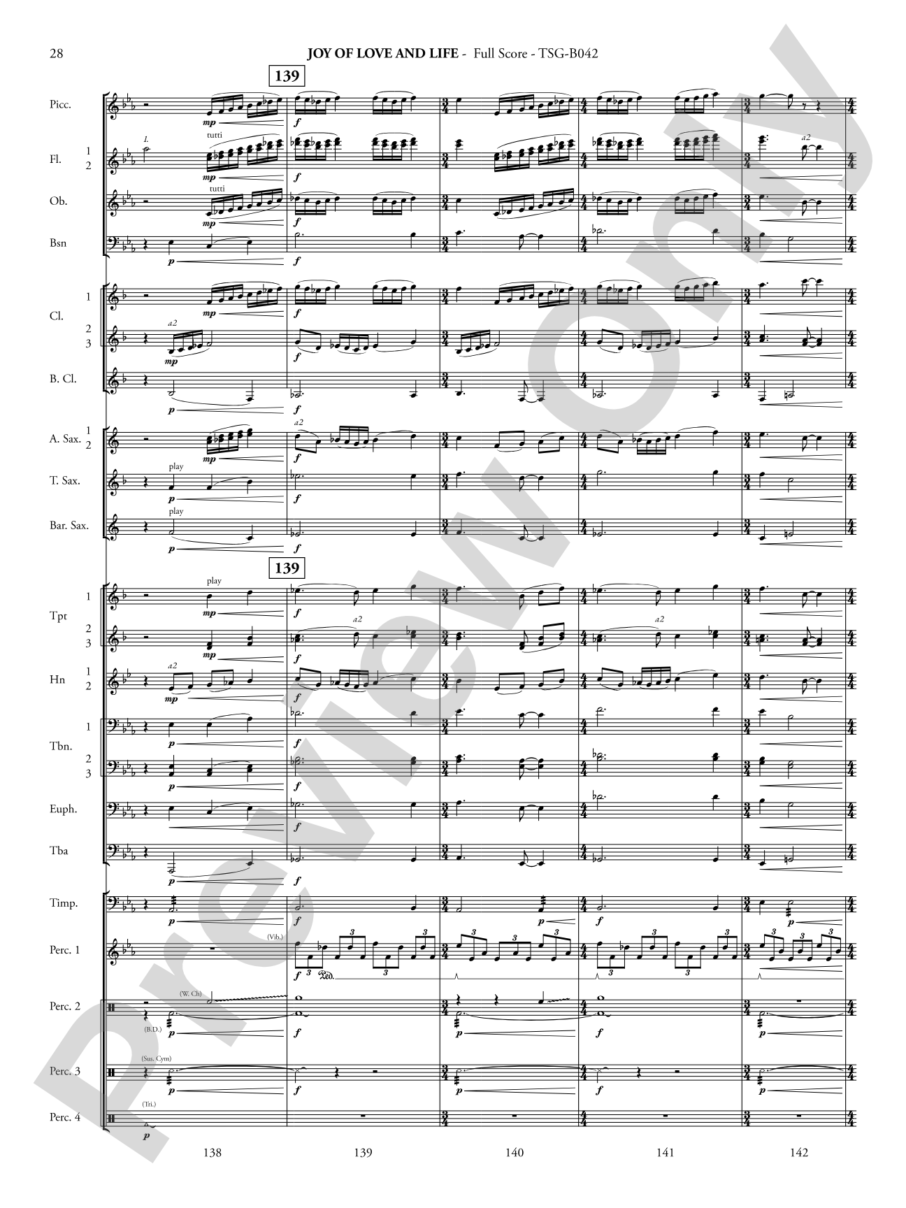 Joy of Love and Life: Concert Band Conductor Score & Parts