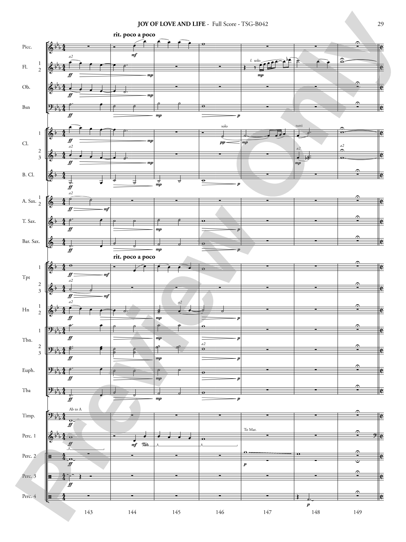 Joy of Love and Life: Concert Band Conductor Score & Parts