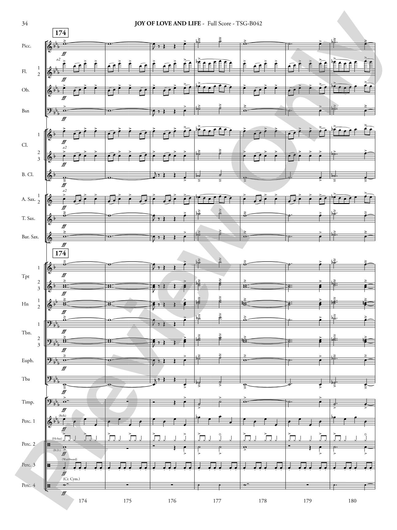 Joy of Love and Life: Concert Band Conductor Score & Parts