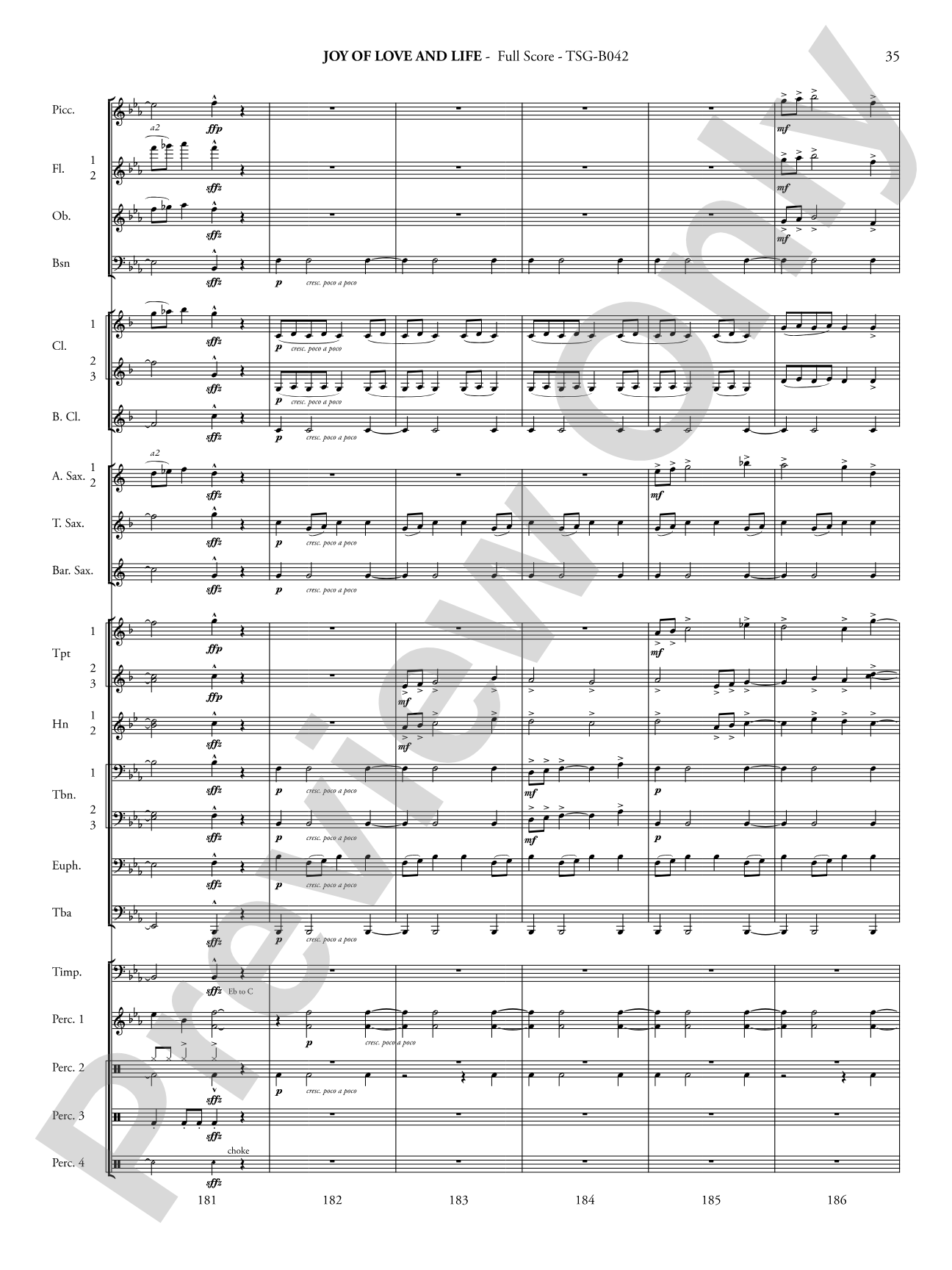 Joy of Love and Life: Concert Band Conductor Score & Parts