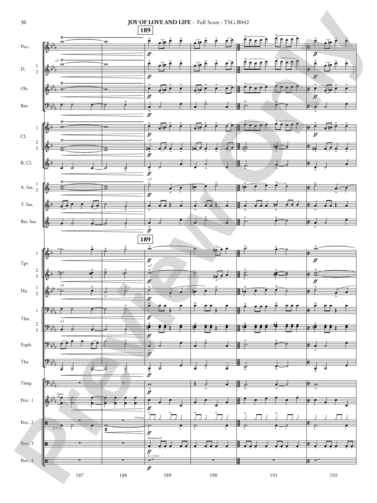 Joy of Love and Life: Concert Band Conductor Score & Parts