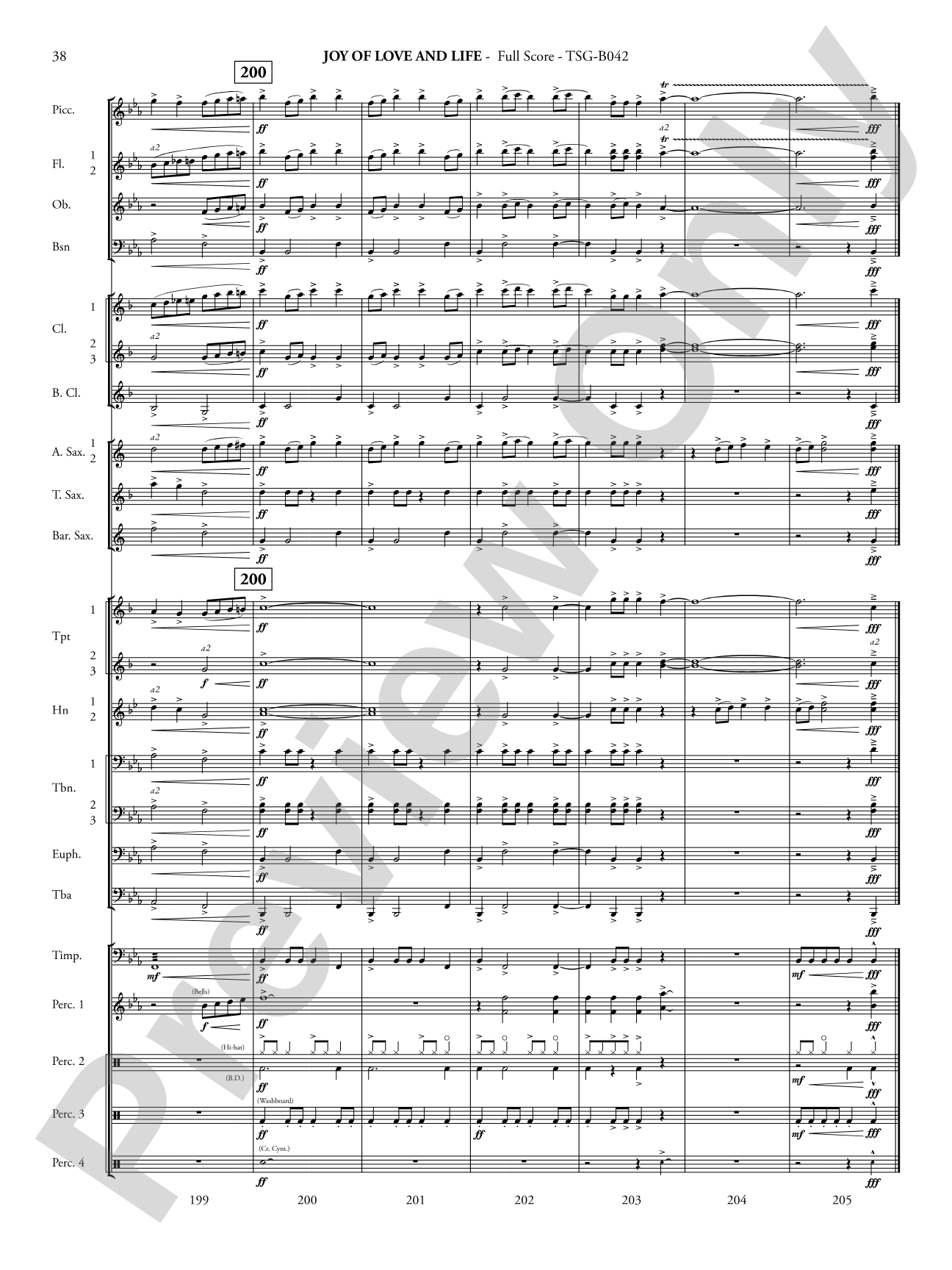 Joy of Love and Life: Concert Band Conductor Score & Parts