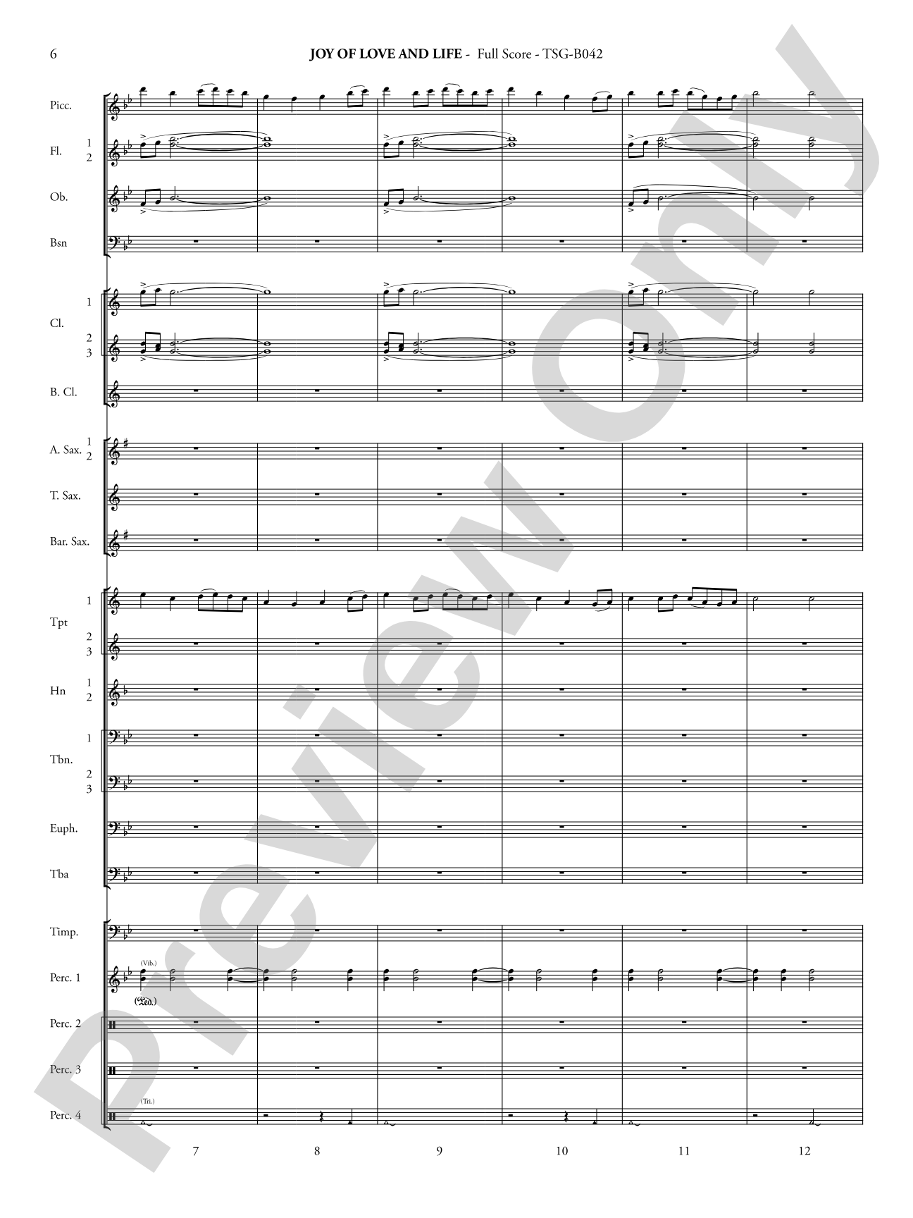Joy of Love and Life: Concert Band Conductor Score & Parts