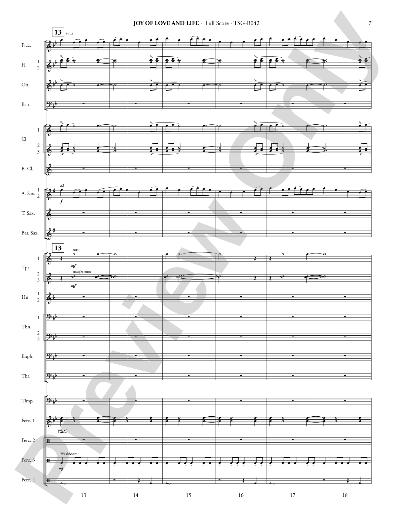 Joy of Love and Life: Concert Band Conductor Score & Parts
