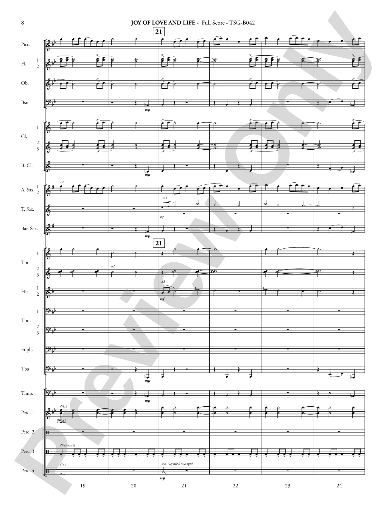 Joy of Love and Life: Concert Band Conductor Score & Parts