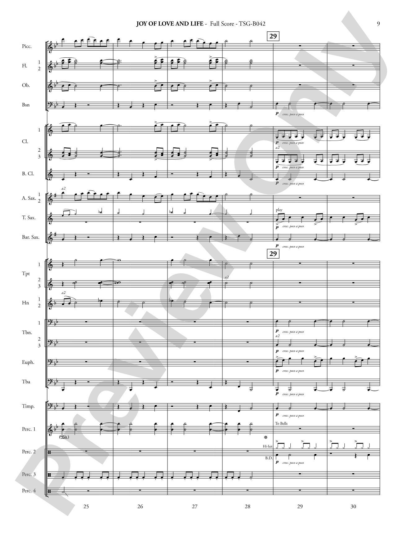 Joy of Love and Life: Concert Band Conductor Score & Parts