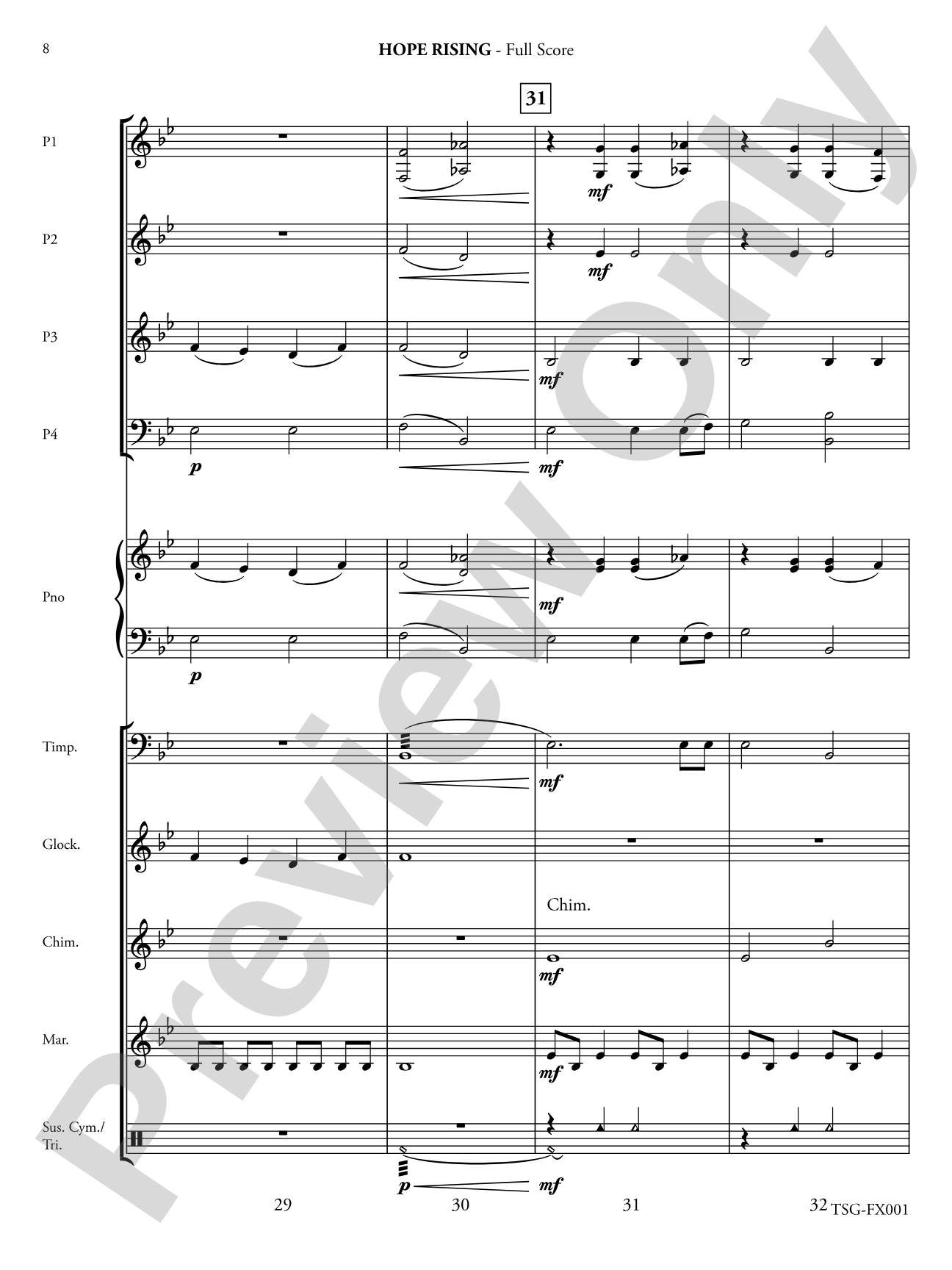 Hope Rising: Flexible Instrumentation Conductor Score & Parts
