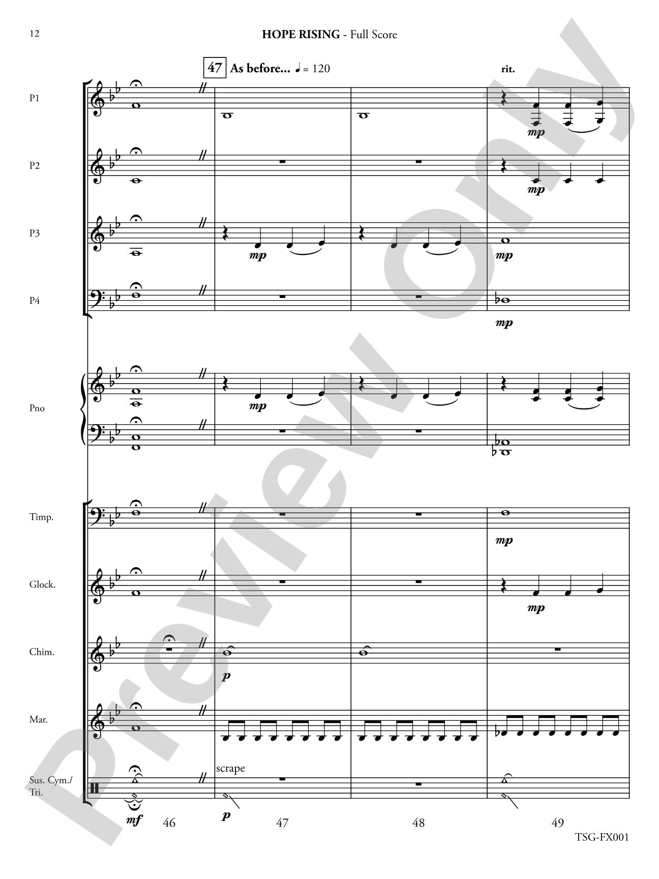 Hope Rising: Flexible Instrumentation Conductor Score & Parts
