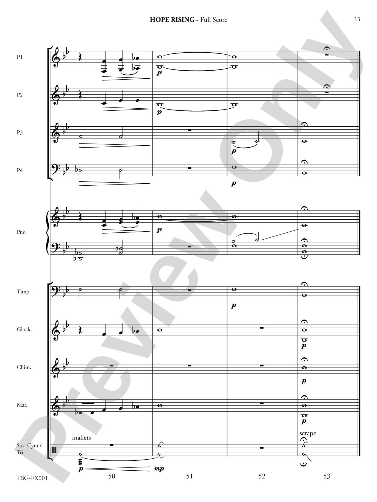 Hope Rising: Flexible Instrumentation Conductor Score & Parts