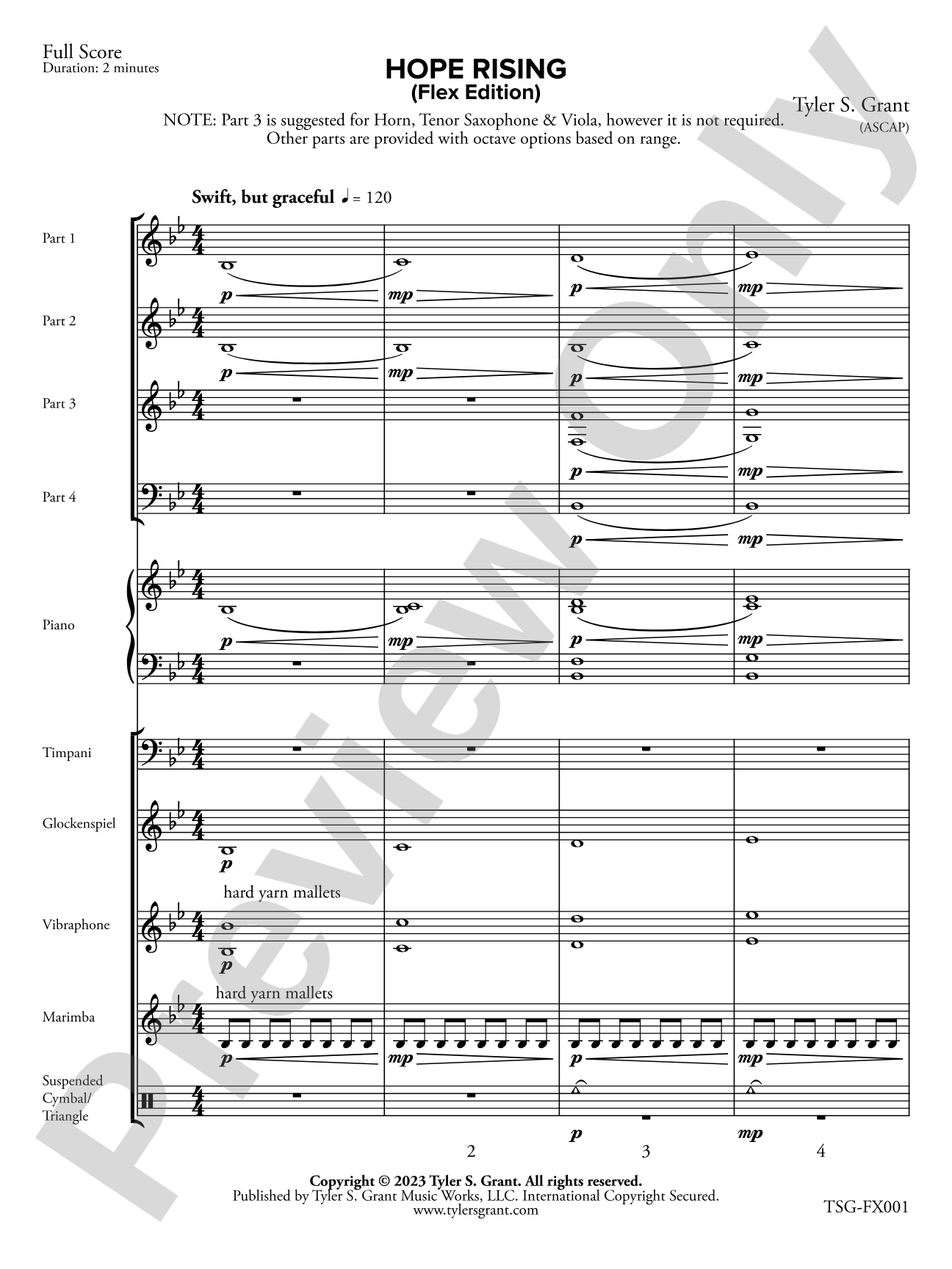 Hope Rising: Flexible Instrumentation Conductor Score & Parts