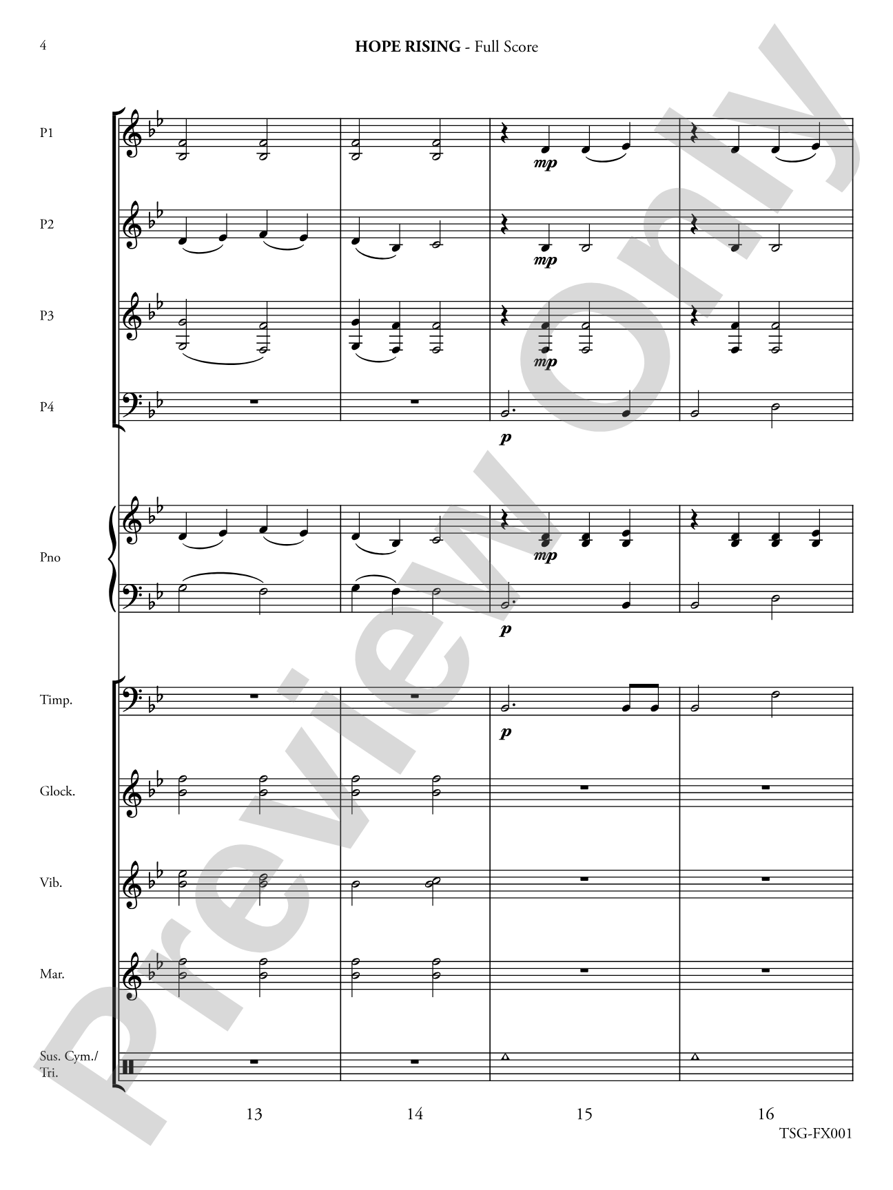 Hope Rising: Flexible Instrumentation Conductor Score & Parts