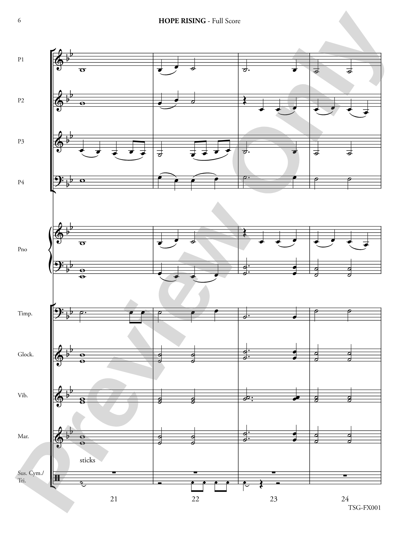 Hope Rising: Flexible Instrumentation Conductor Score & Parts