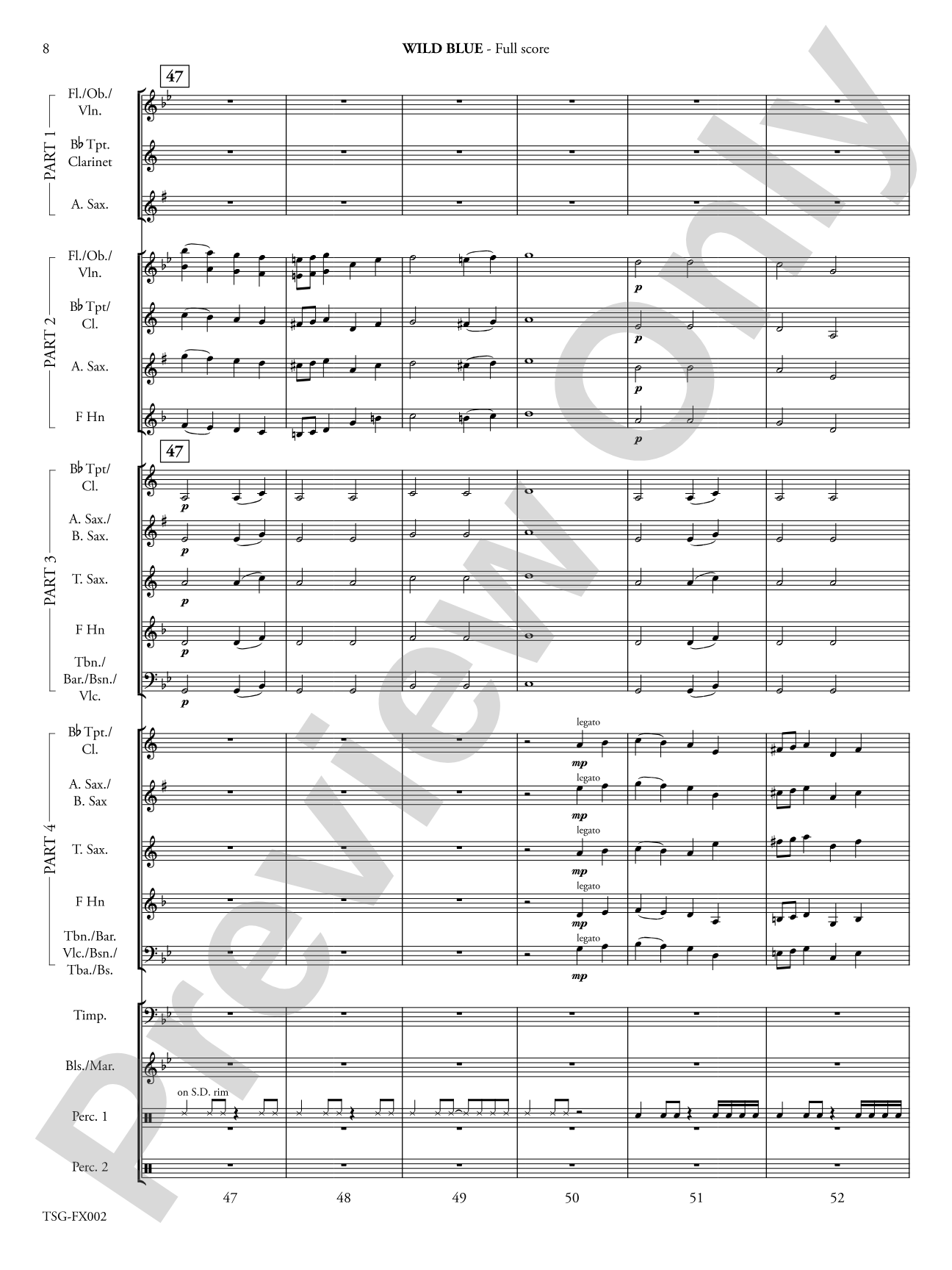 Wild Blue: Flexible Band/String Ensemble Score & Parts
